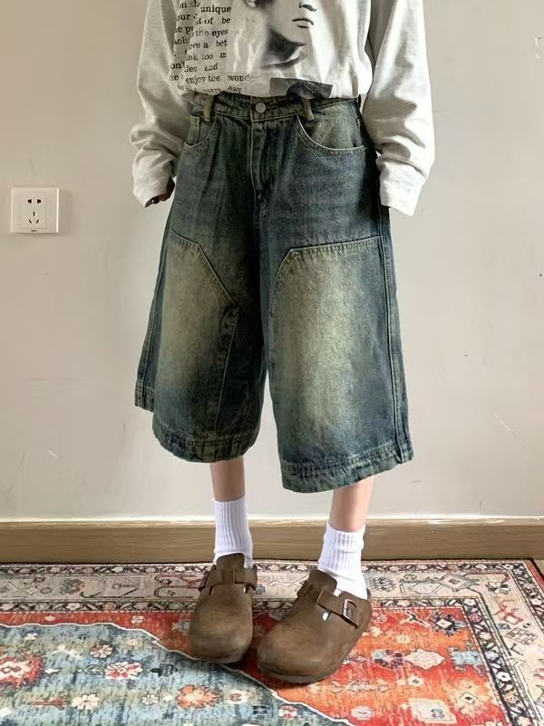 Vintage Vintage distressed washed denim shorts Size US 32 / EU 48 - 2 Thumbnail