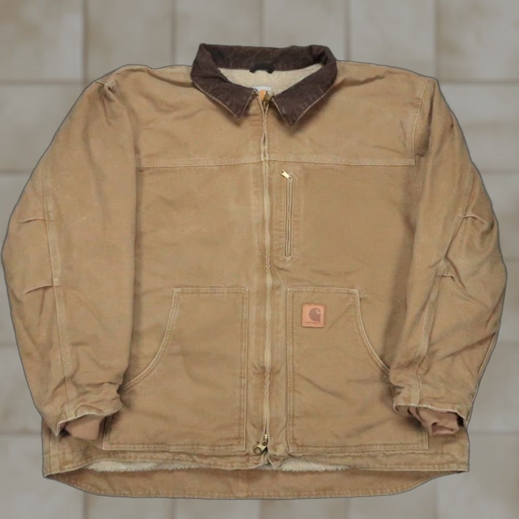 Carhartt VINTAGE Carhartt Jacket Mens 2XL Brown Canvas Lined Zip Full Pocket Size US XXL / EU 58 / 5 - 1 Thumbnail