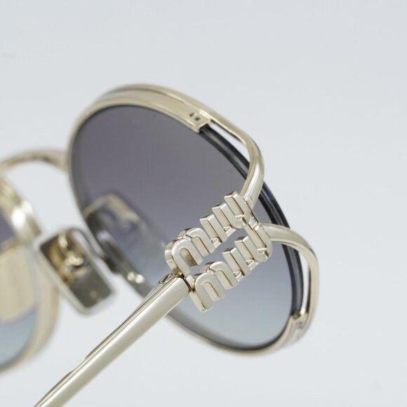 Miu Miu Miu Miu MU52YS ZVN5D1 Sunglasses Pale Gold Oval Frame, Grey Size ONE SIZE - 10 Thumbnail