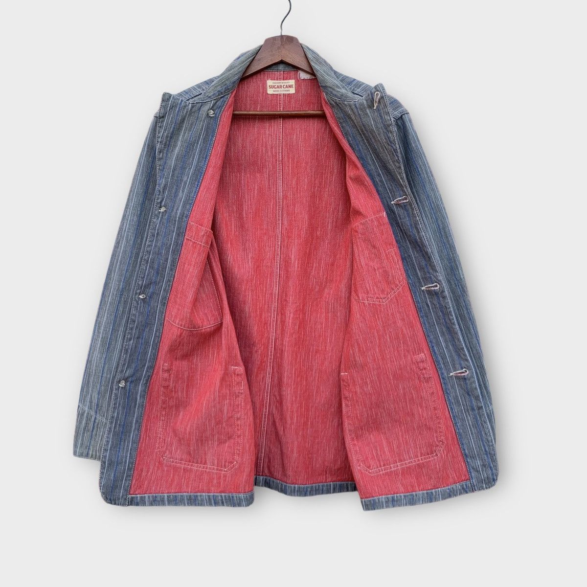 Toyo Enterprises VINTAGE SUGAR CANE DENIM STRIPE CHORE JACKET Size US M / EU 48-50 / 2 - 3 Thumbnail