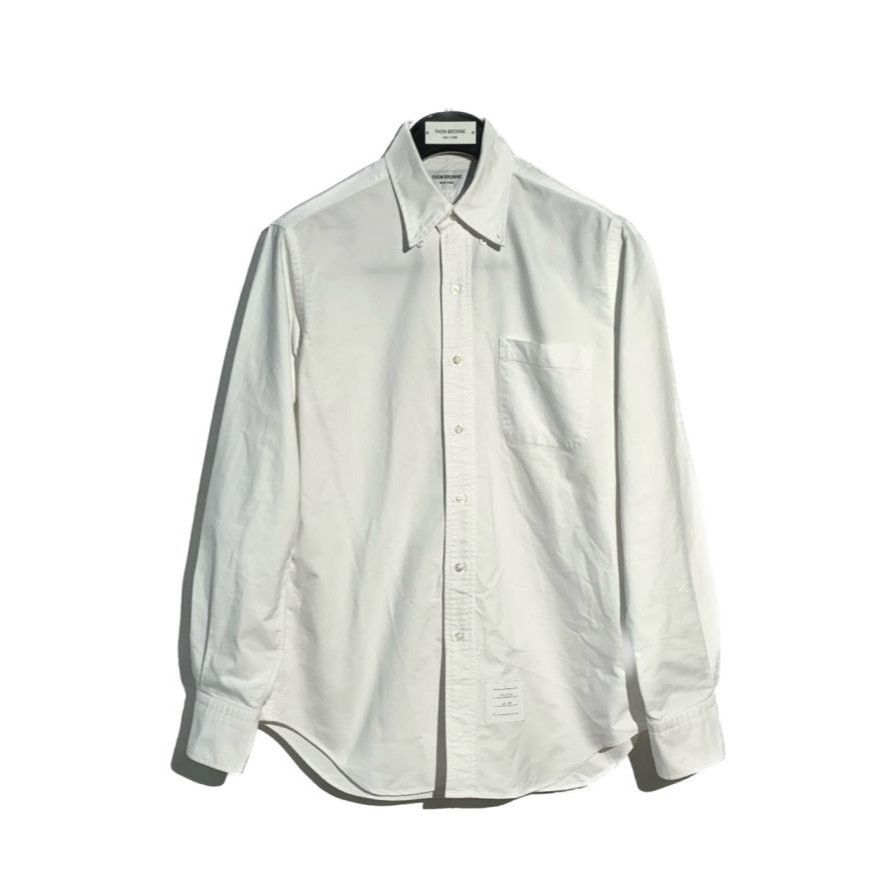 Thom Browne Thom Browne White Button-Down Long-Sleeve Shirt (Size 3) Size US S / EU 44-46 / 1 - 1 Thumbnail