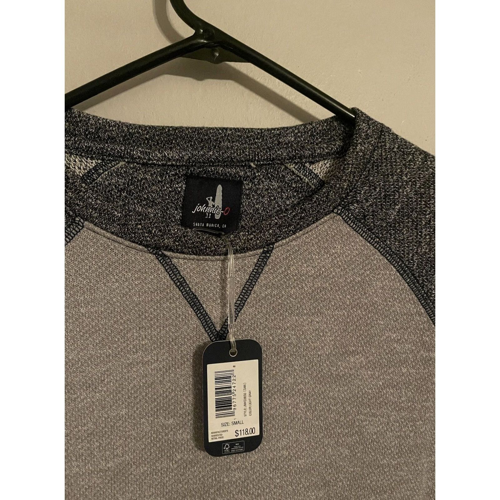 johnnie-O Johnnie-O Dan Colorblock Crewneck Sweatshirt Light Gray JMKO3650 Men's S New Size US S / EU 44-46 / 1 - 2 Thumbnail