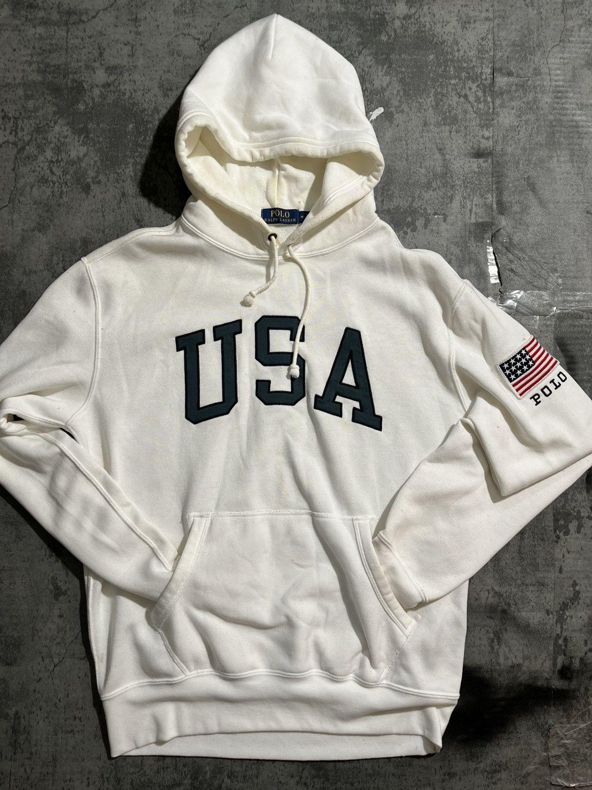 Polo Ralph Lauren Vintage 2000s Polo Ralph Lauren USA Flag Spell Out Hoodie Size US M / EU 48-50 / 2 - 1 Thumbnail