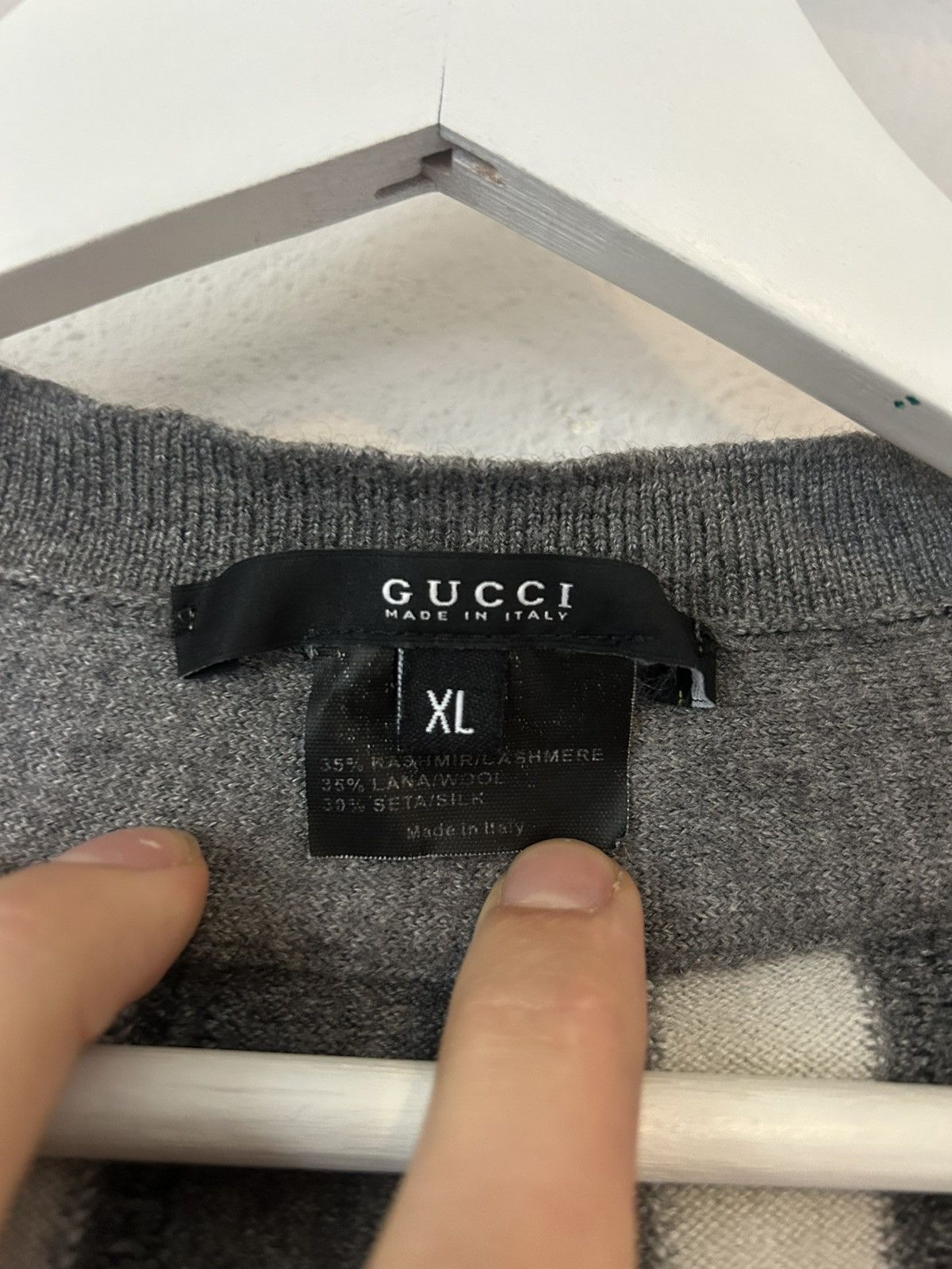 Gucci Gucci Striped V-Neck Sweater in Cashmere, Wool & Silk Size US S / EU 44-46 / 1 - 8 Thumbnail