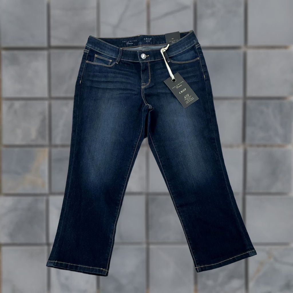 Vintage The Limited Jeans Slim Low Rise Crop Womens 8 Dark Wash 32x22 Denim Cotton Polyester Spandex Pockets 678 Size 30" / US 8 / IT 44 - 1 Thumbnail