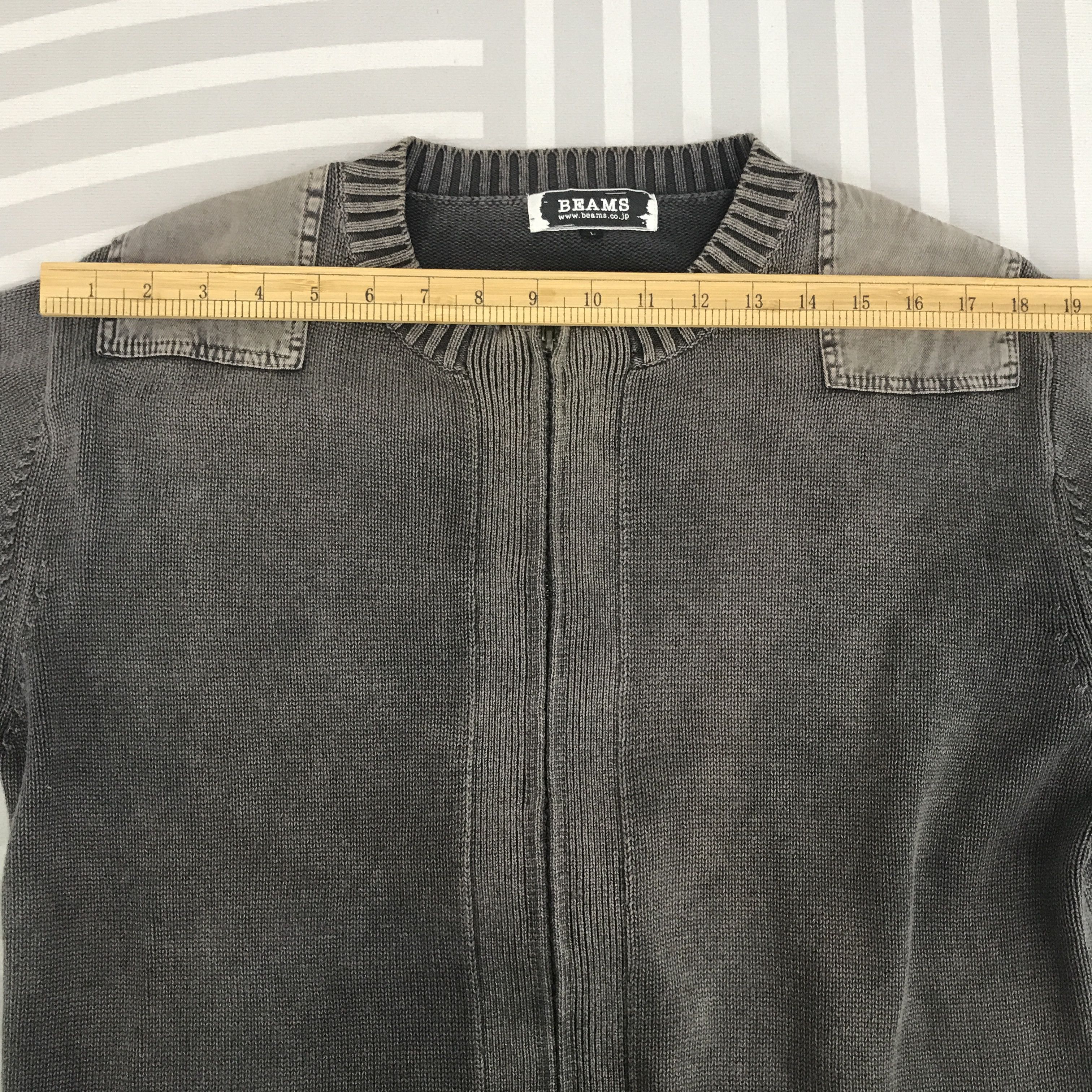 Beams Japan × Vintage Beams Black faded Japan Knitwear design zippe jacket Size US L / EU 52-54 / 3 - 5 Thumbnail