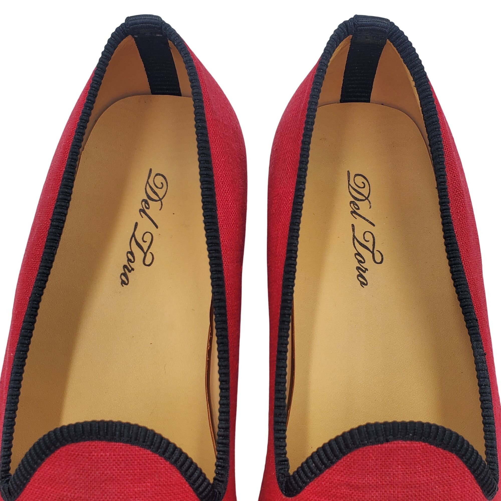 Del Toro Italy Del Toro Men's 10 Red Black Canvas Leather Slip on Loa Size US 10 / EU 43 - 11 Thumbnail