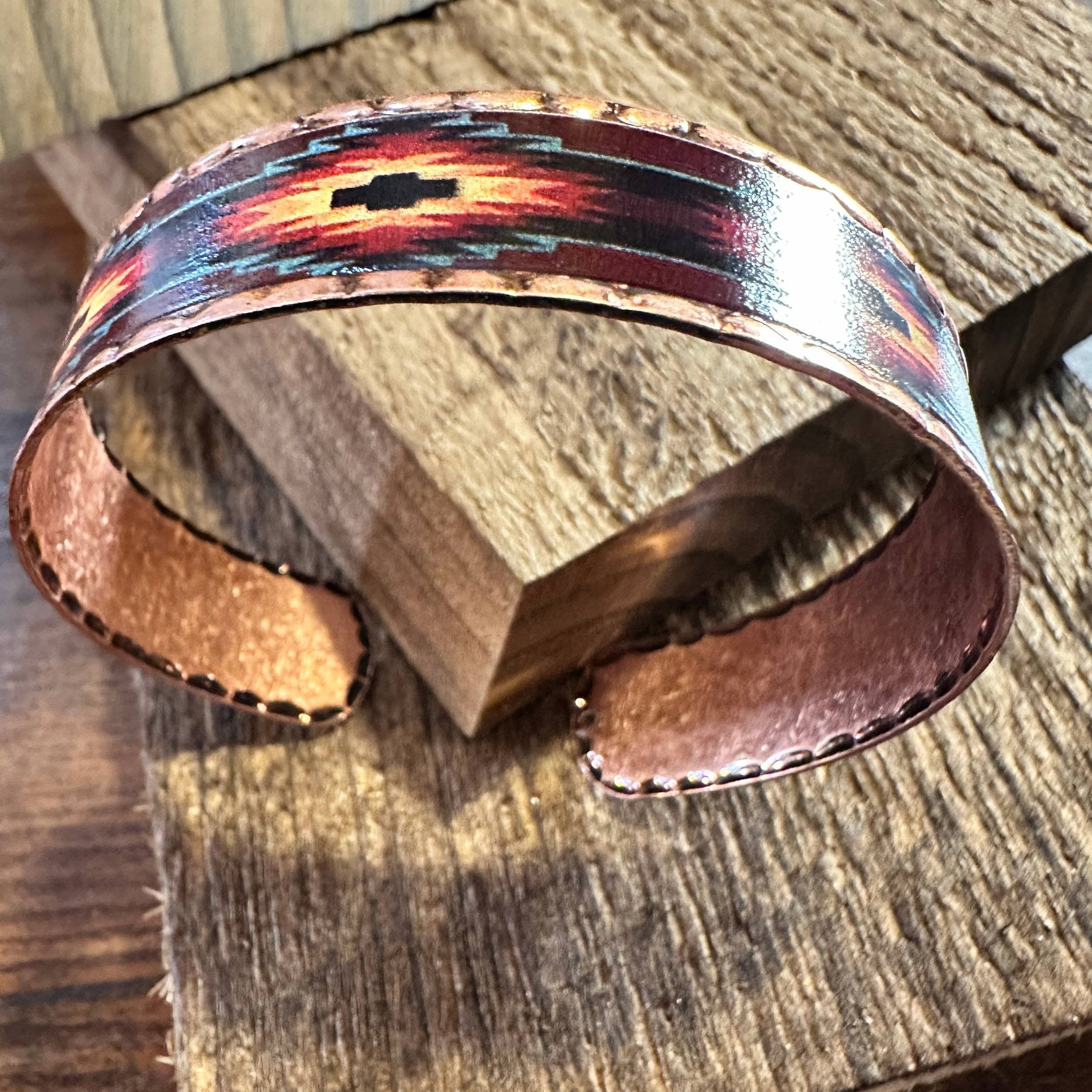 Other Handmade Boho Native American Aztek Copper Narrow Cuff Brace Size ONE SIZE - 3 Thumbnail