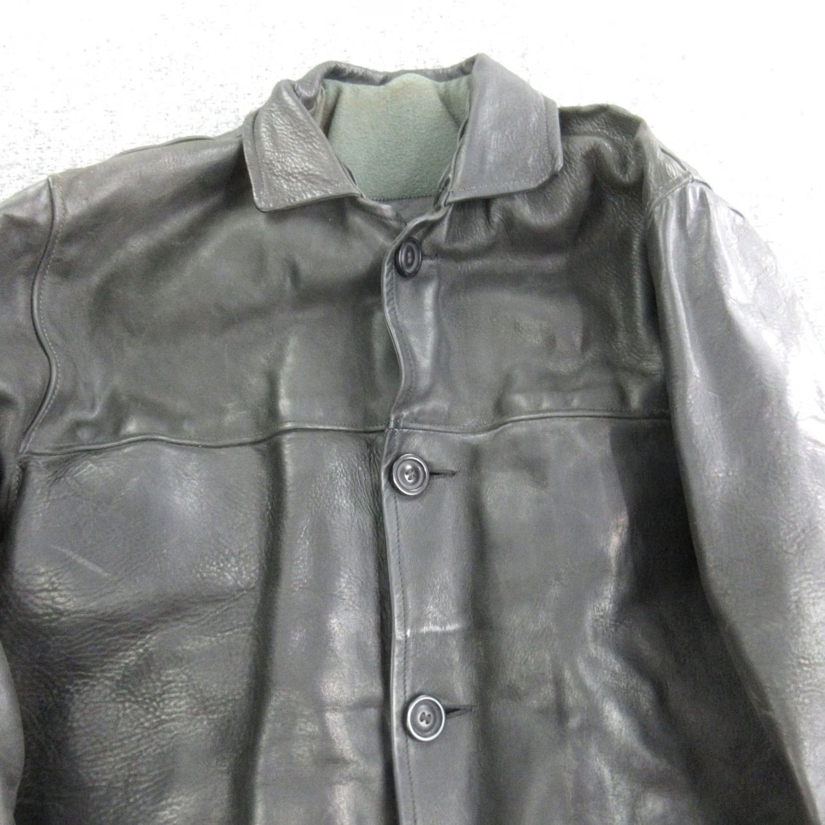 Vintage Rebelstoke Coat Mens L Overcoat Leather Wool Lined Winter Mid-Length Button Pockets Ironwork Collar Mens Size US L / EU 52-54 / 3 - 2 Thumbnail