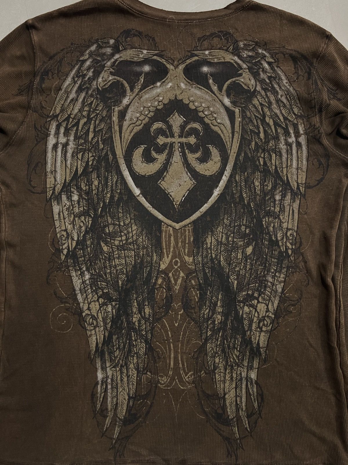 Affliction × Vintage Vintage Y2K Affliction Thermal Big Wings and Cross Size US L / EU 52-54 / 3 - 6 Thumbnail