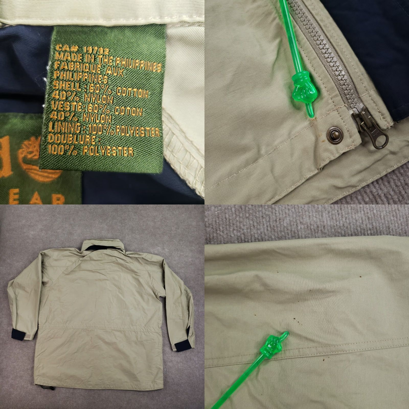 Timberland Timberland Water Resistant Full Zip Jacket Mens XL Beige Mid-Length Hooded Walking Size US XL / EU 56 / 4 - 8 Thumbnail