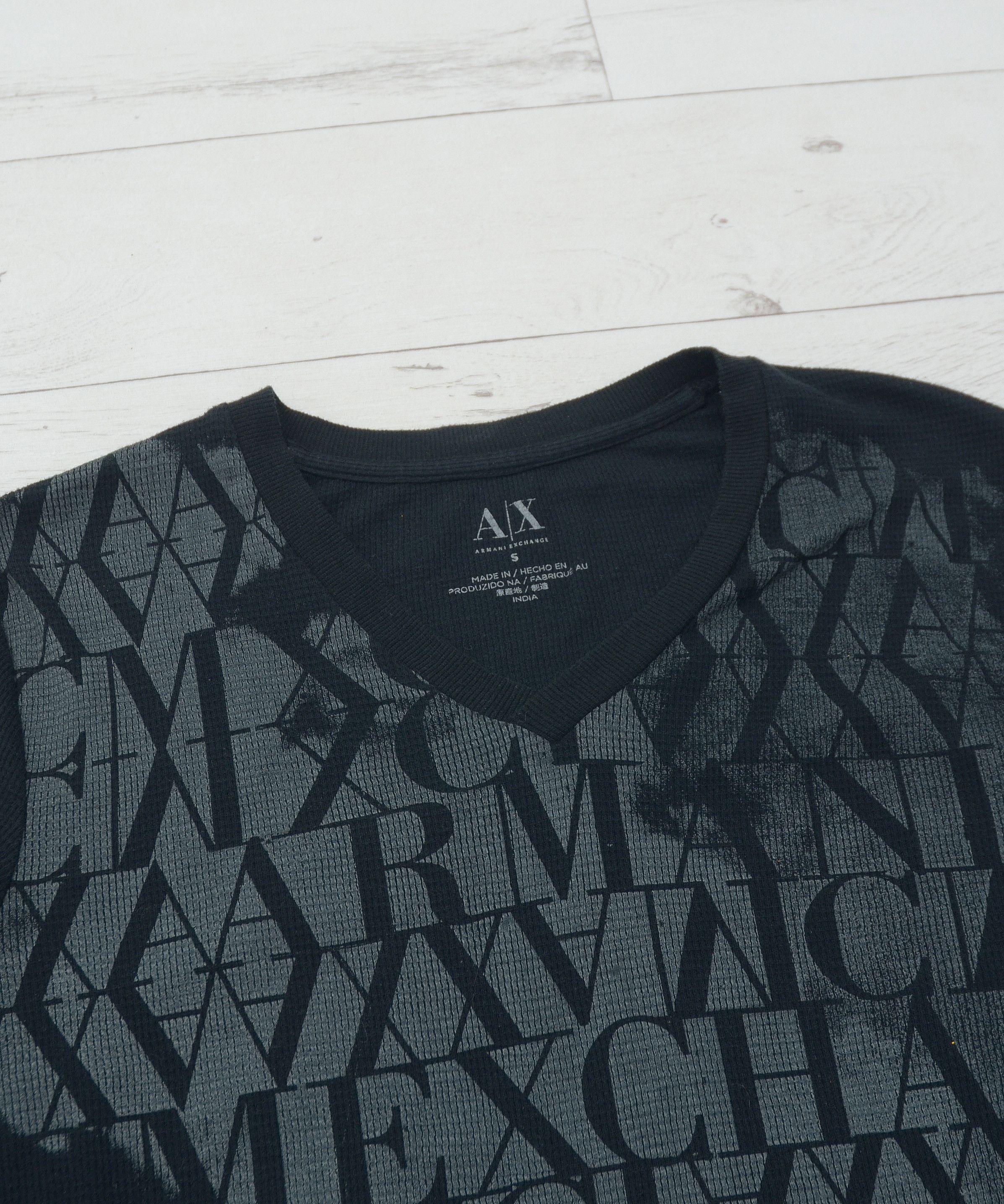 Armani Exchange × Vintage Vintage Armani Exchange A|X Black Long Sleeve Y2K Printed Size US S / EU 44-46 / 1 - 5 Thumbnail