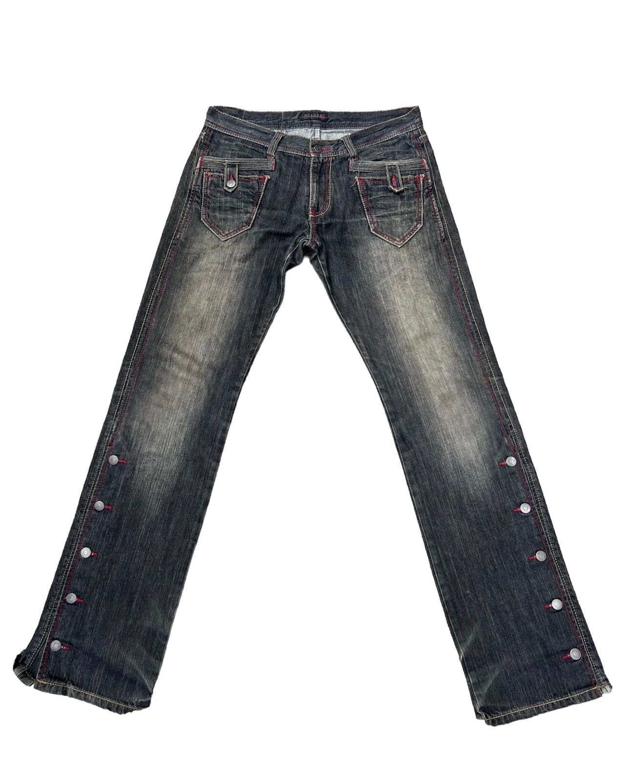 Morgan Homme × Vintage Vintage Morgan Homme Dirty Mud Fade Black Denim Flare Jeans Size US 32 / EU 48 - 1 Thumbnail