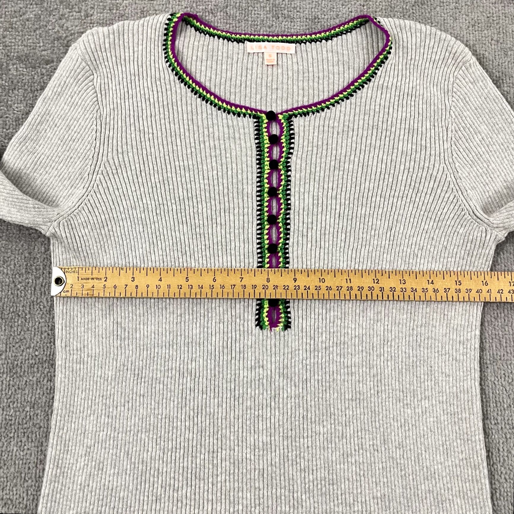 Vintage VINTAGE Lisa Todd Women's Sweater Henley Casual Fall Spring Winter Small Gray Cashmere Blend Knit Size S / US 4 / IT 40 - 7 Thumbnail
