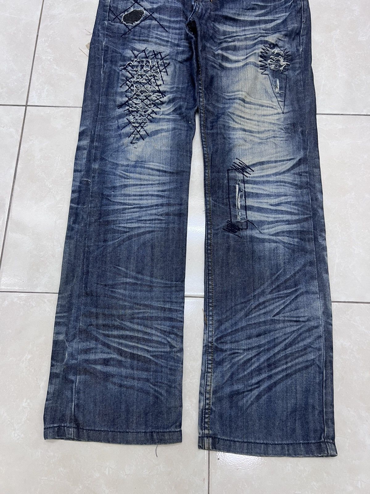 Energie Energie Worn Out Distressed Patch work Denim Jeans Pant Size US 34 / EU 50 - 3 Thumbnail