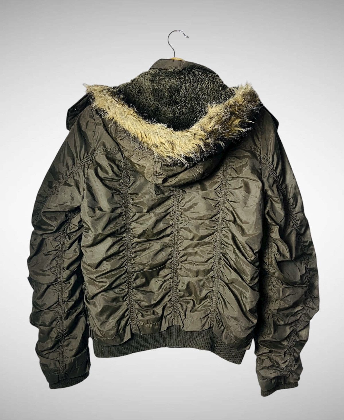Seditionaries Faded Sky Bomber Mini Fur Hoodie Nylon Jacket Size M / US 6-8 / IT 42-44 - 2 Thumbnail