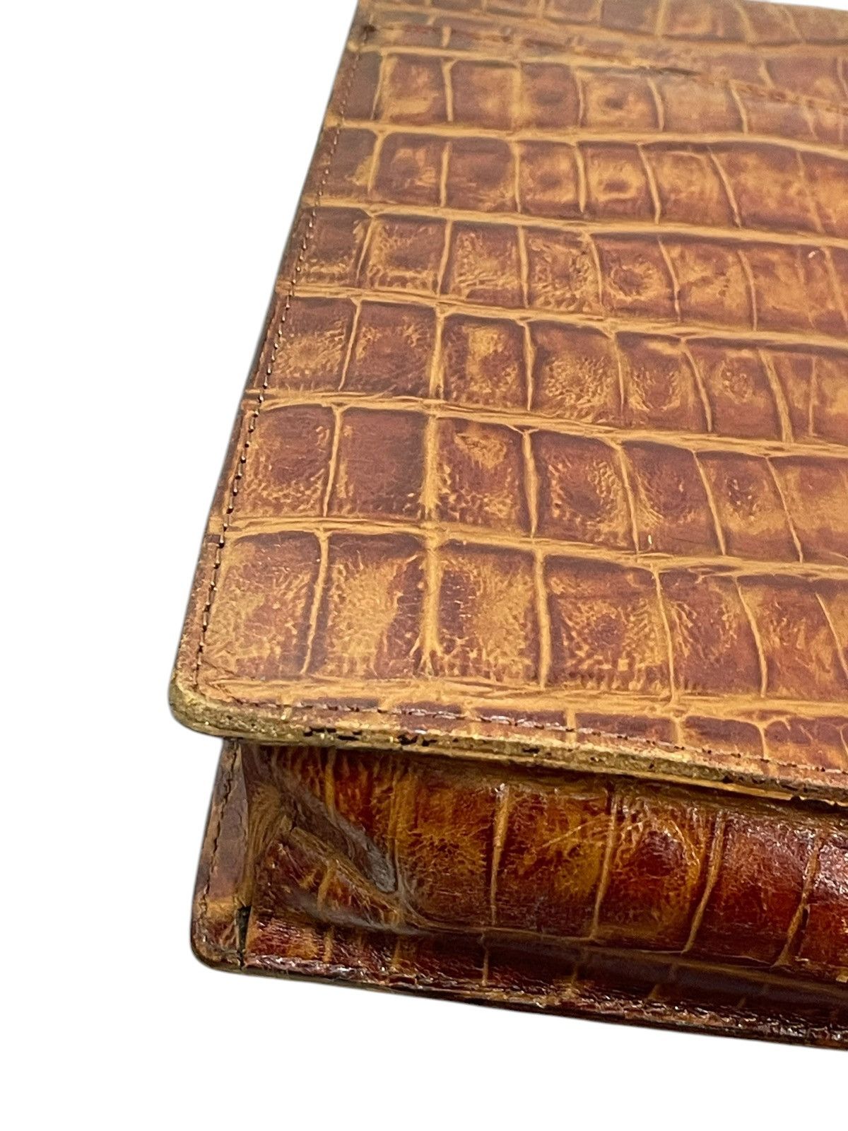 Genuine Leather Crocodile Embossed Vtg Bozzetto Italy Large Clutch Bag 1🟩3 Size ONE SIZE - 13 Thumbnail