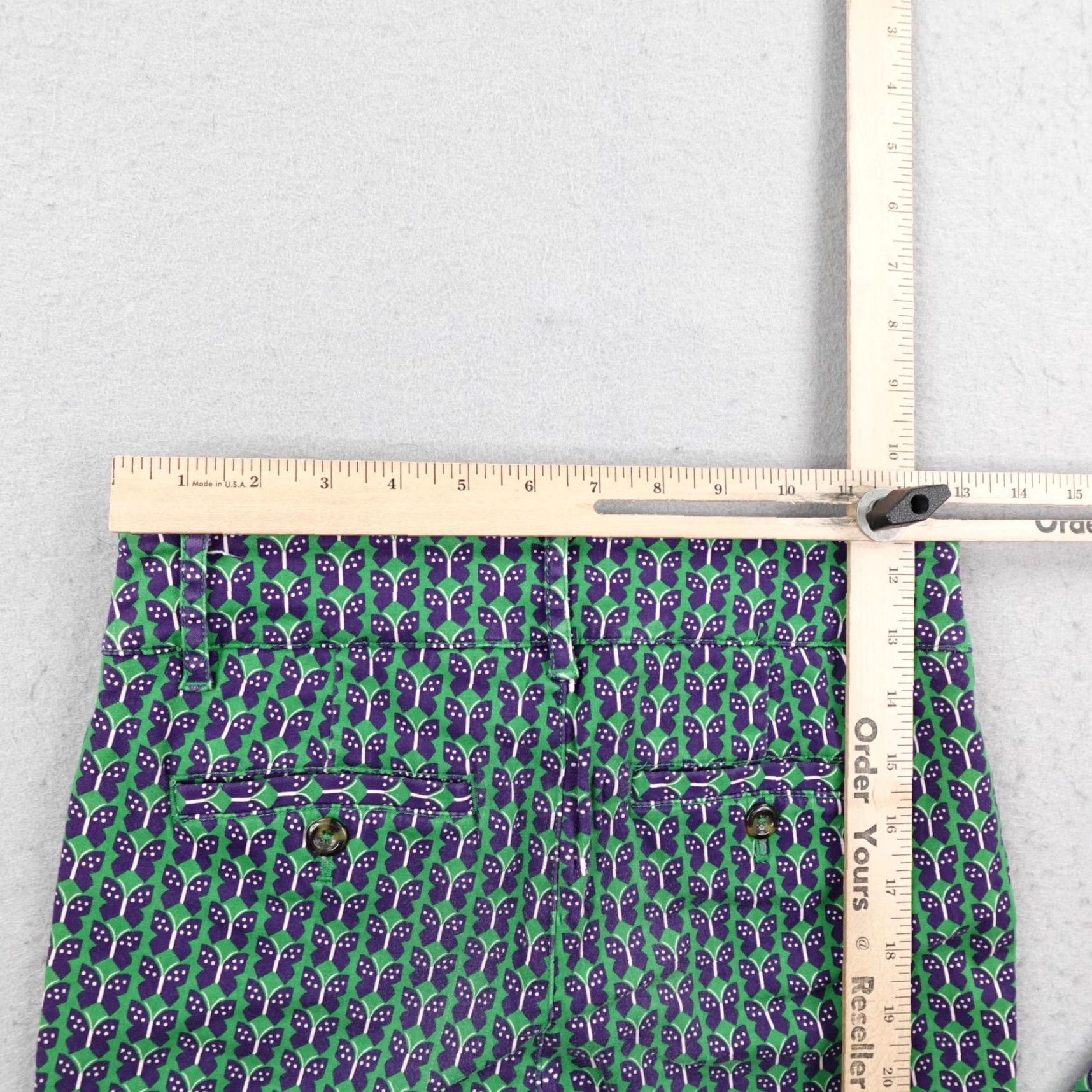 Anthropologie VINTAGE Anthropologie Pants Womens 2 Green Purple Butterfly Print Essential Slim Trouser Size 26" / US 2 / IT 38 - 7 Thumbnail