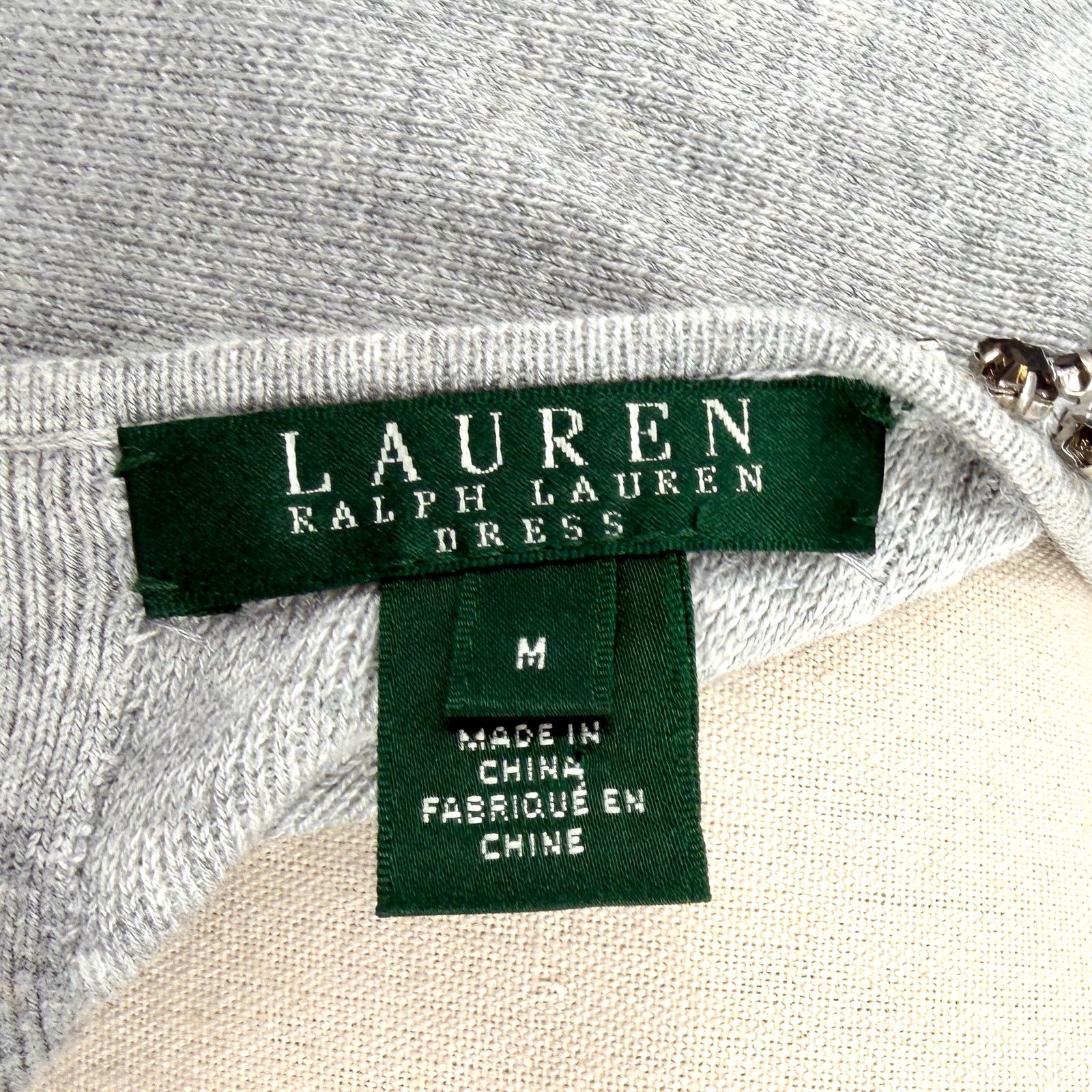 Ralph Lauren Grey Minimalist Glam Beaded Neckline Knit Sheath Dress Size M / US 6-8 / IT 42-44 - 6 Thumbnail