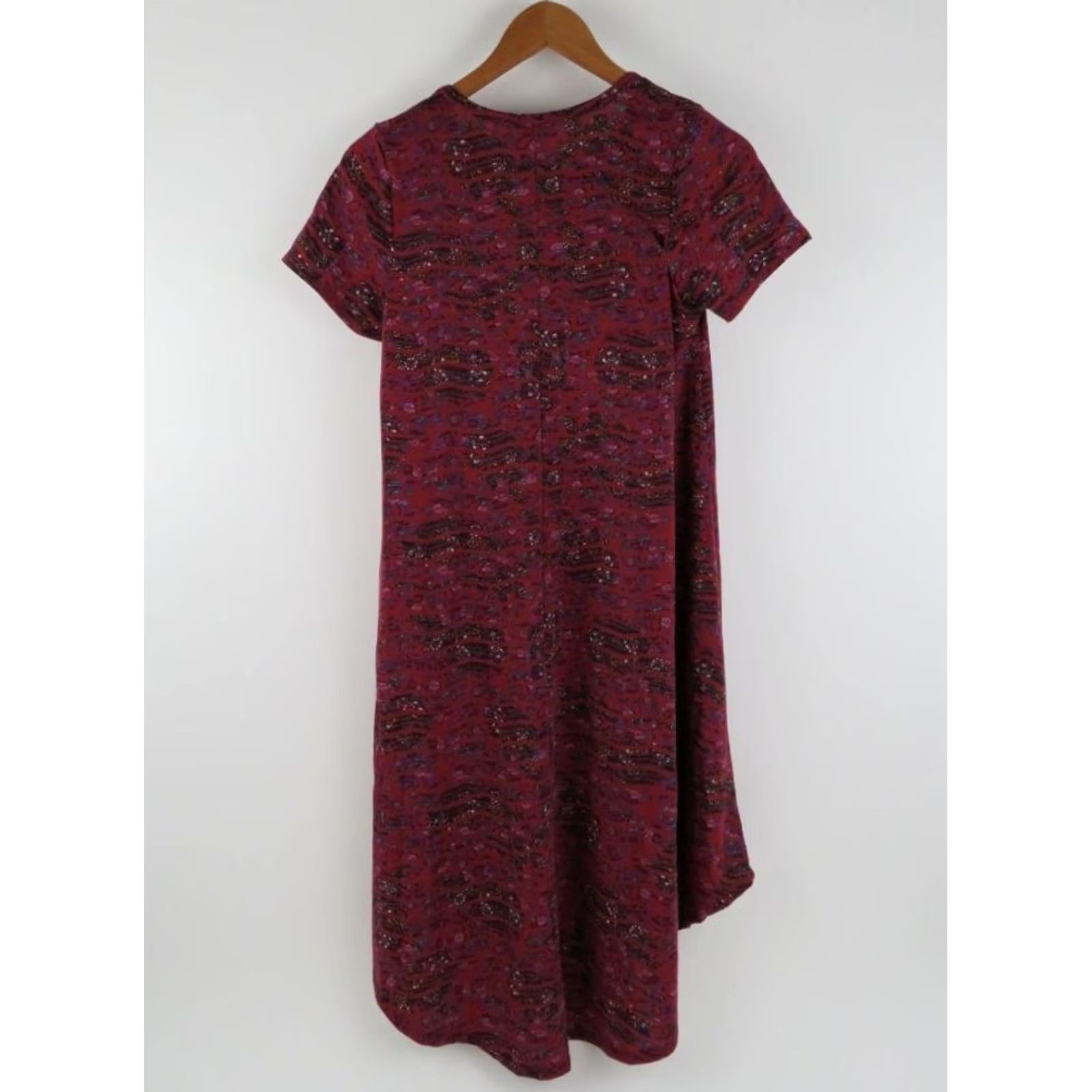 Vintage LuLaRoe Carly Dress Womens 2XS Red Floral Stripe Paisley Swing Trapeze High Low Fall EUC Black Size XXS / US 00 / IT 34 - 2 Thumbnail