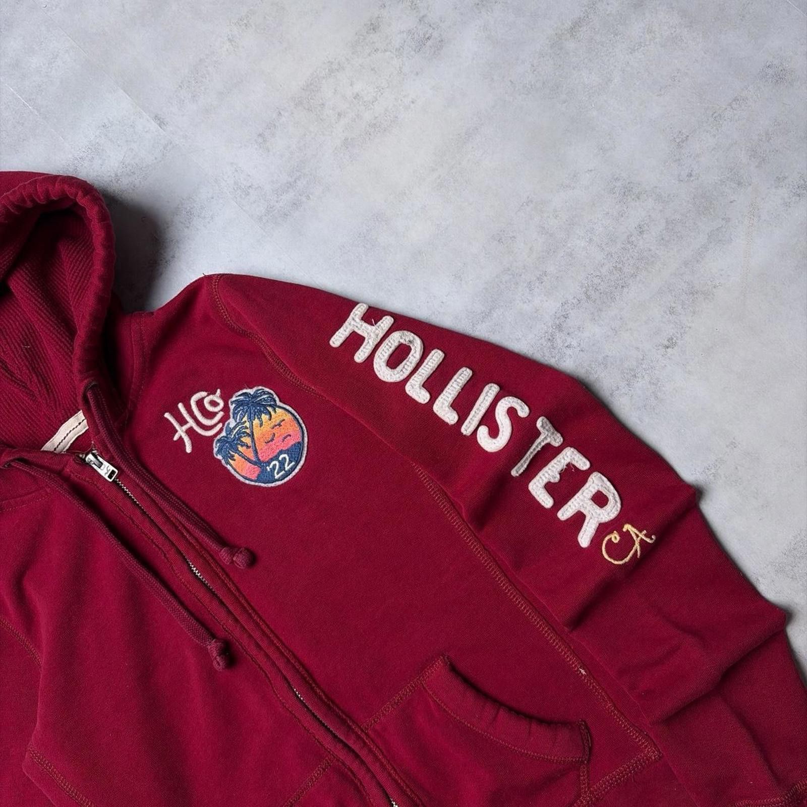 Other Y2K Burgundy Hollister Surf Grunge Thermal Zip Up Hoodie Size XS / US 0-2 / IT 36-38 - 4 Thumbnail