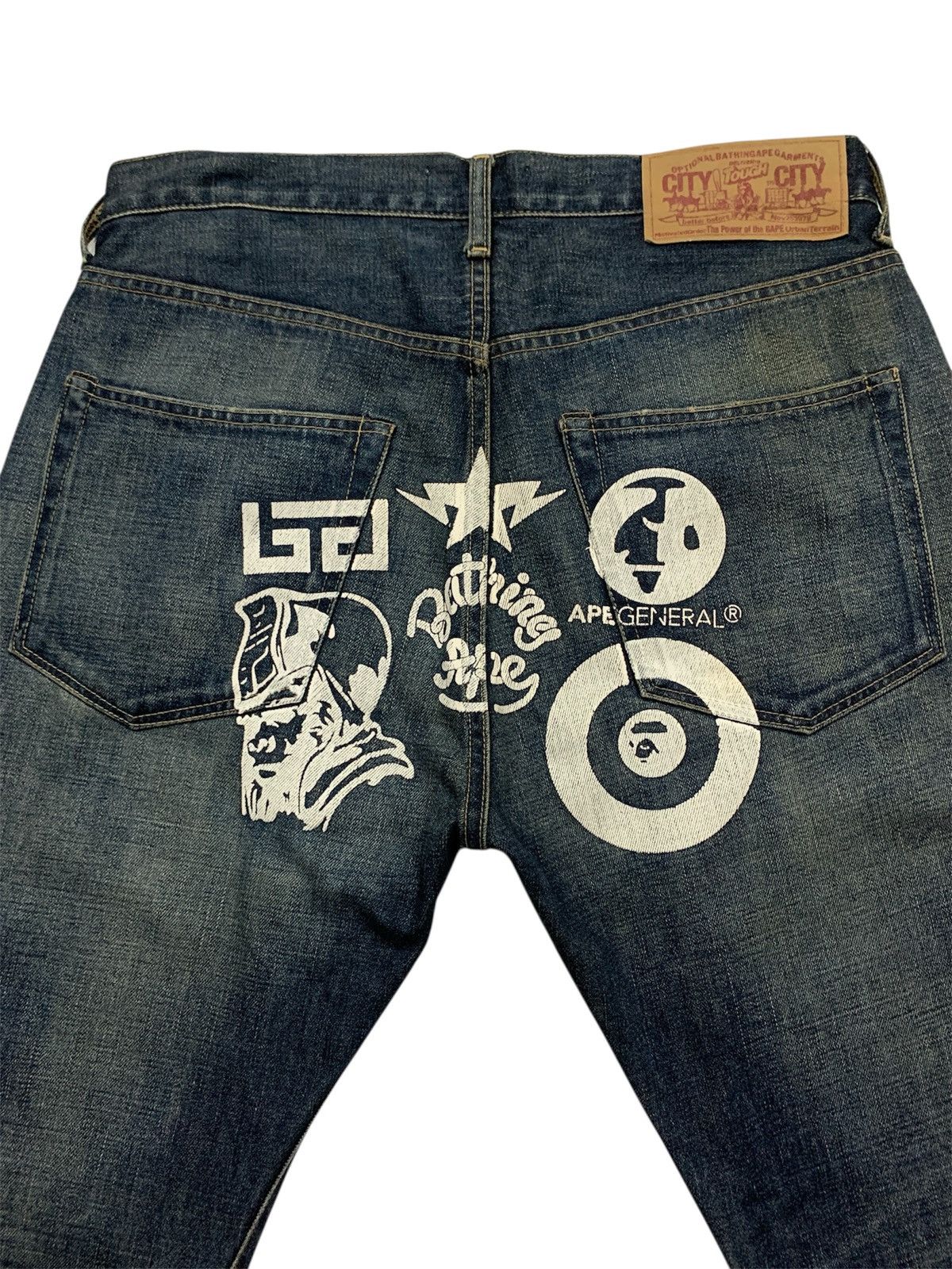 Bape Vintage OG Bape A Bathing Ape Multi Logo Jeans Size US 33 - 1 Thumbnail