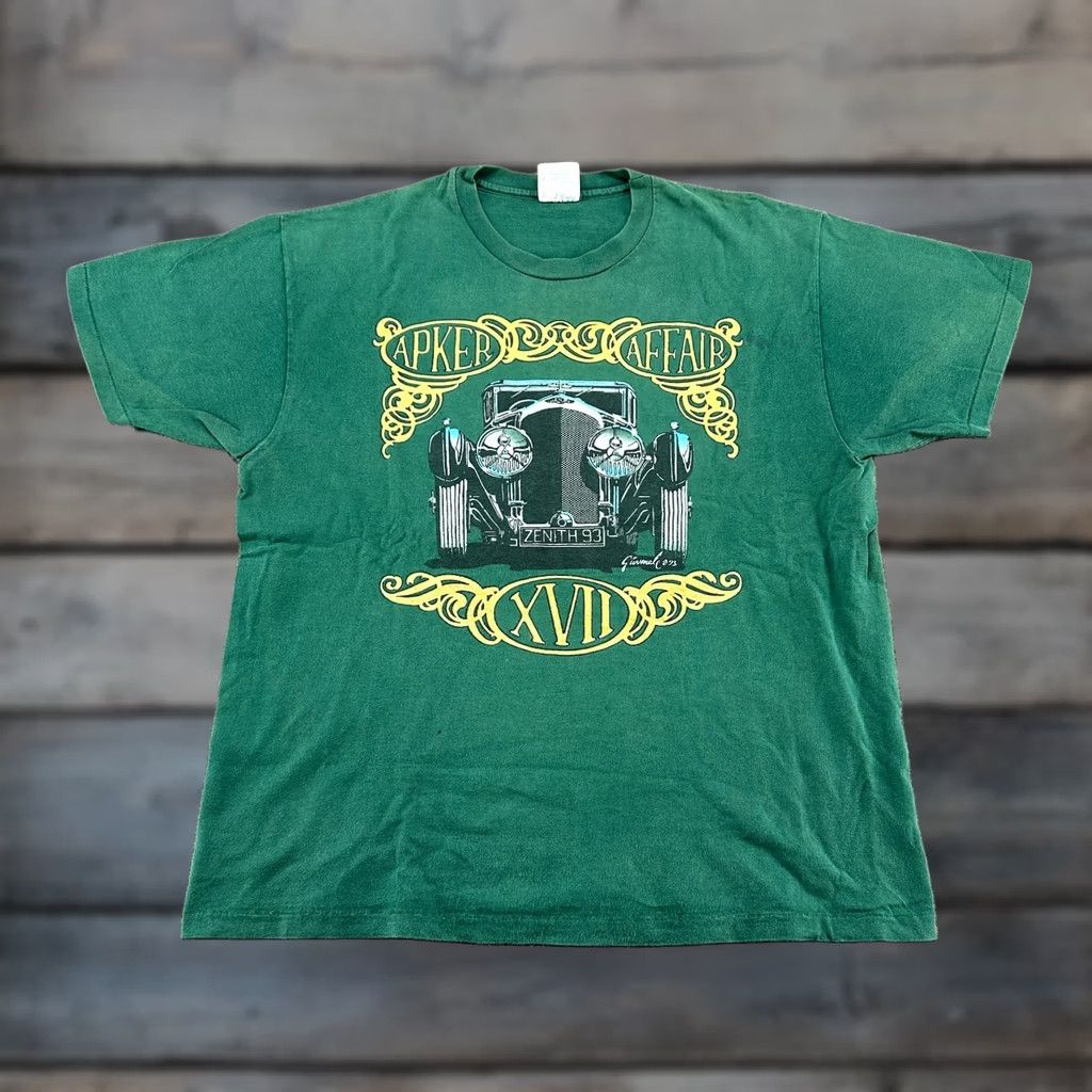 Hanes VINTAGE Apker Affair XVII Shirt Mens L Green Cotton Bentley Single Stitch 90s Hanes T-Shirt Crew Neck Short Sleeve Size US L / EU 52-54 / 3 - 1 Thumbnail