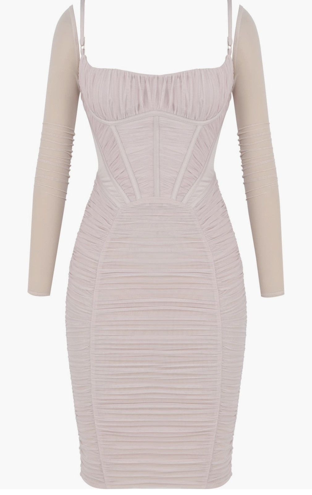 House of CB House of CB FREYJA Satin Ruched Long Sleeve Body-Con Dress Size S / US 4 / IT 40 - 3 Thumbnail