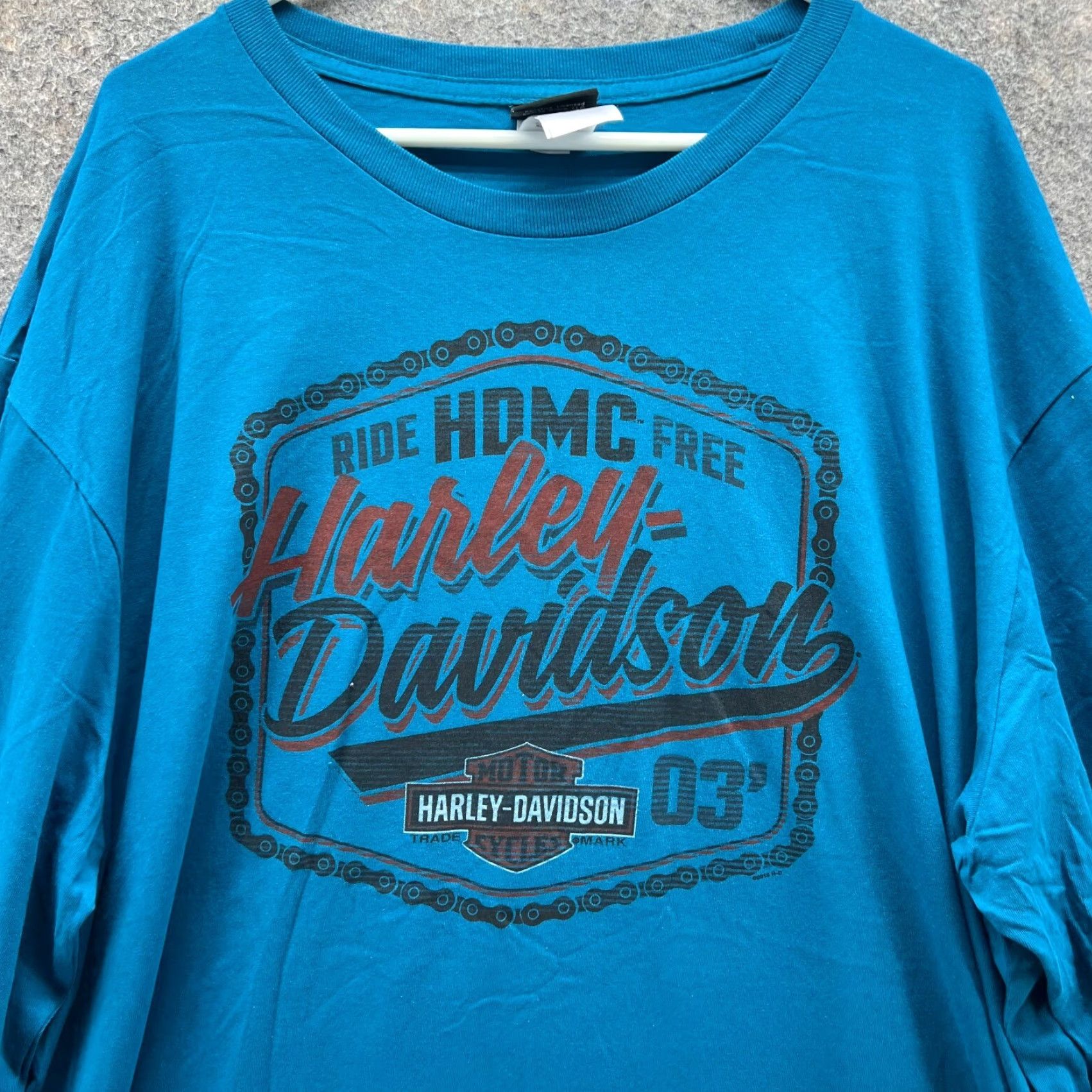 Harley Davidson Harley-Davidson Shirt Men 4XL Blue Crewneck Long Sleeve T-Shirt Motorcycle Logo Pockets Casual Regular Fit Size US XXL / EU 58 / 5 - 7 Thumbnail