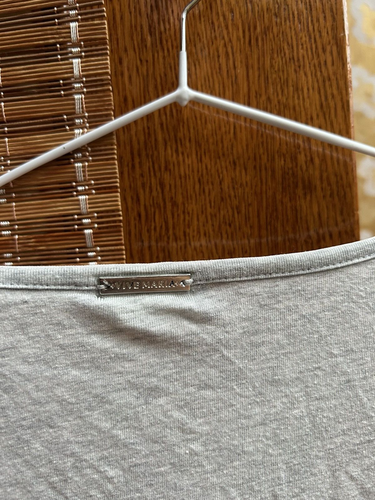 Vintage Vive Maria Lace Trim V-Neck Tee Top Gray Short Sleeve Size L / US 10 / IT 46 - 5 Thumbnail