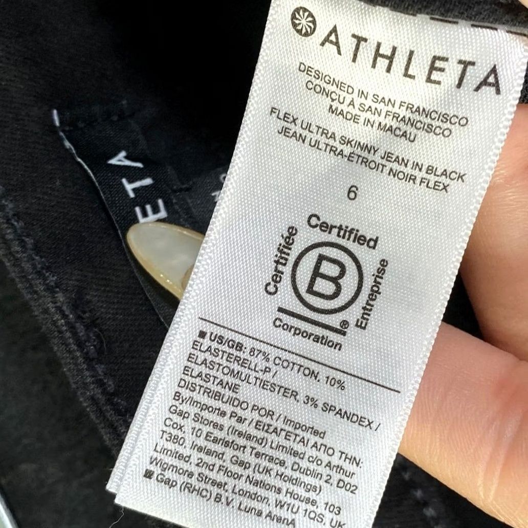 Athleta Athleta Womens Jeans Black Ultra Skinny High Rise Cotton Blend Stretch 6 Slim Denim Pants Size 28" / US 6 / IT 42 - 5 Thumbnail