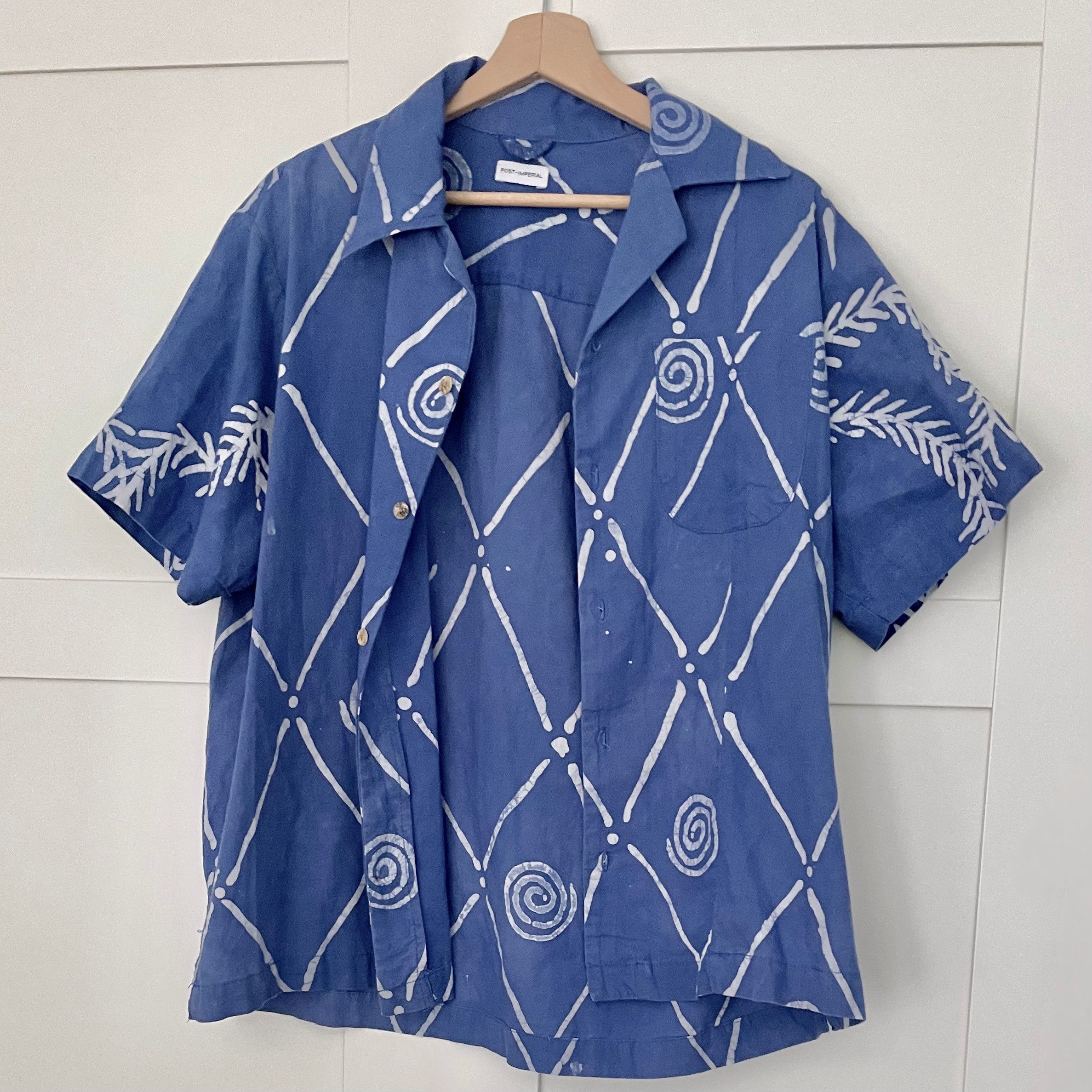 Post-Imperial Post-Imperial Azure Blue ‘Ijebu’ Adire Camp Shirt - L Size US L / EU 52-54 / 3 - 2 Thumbnail