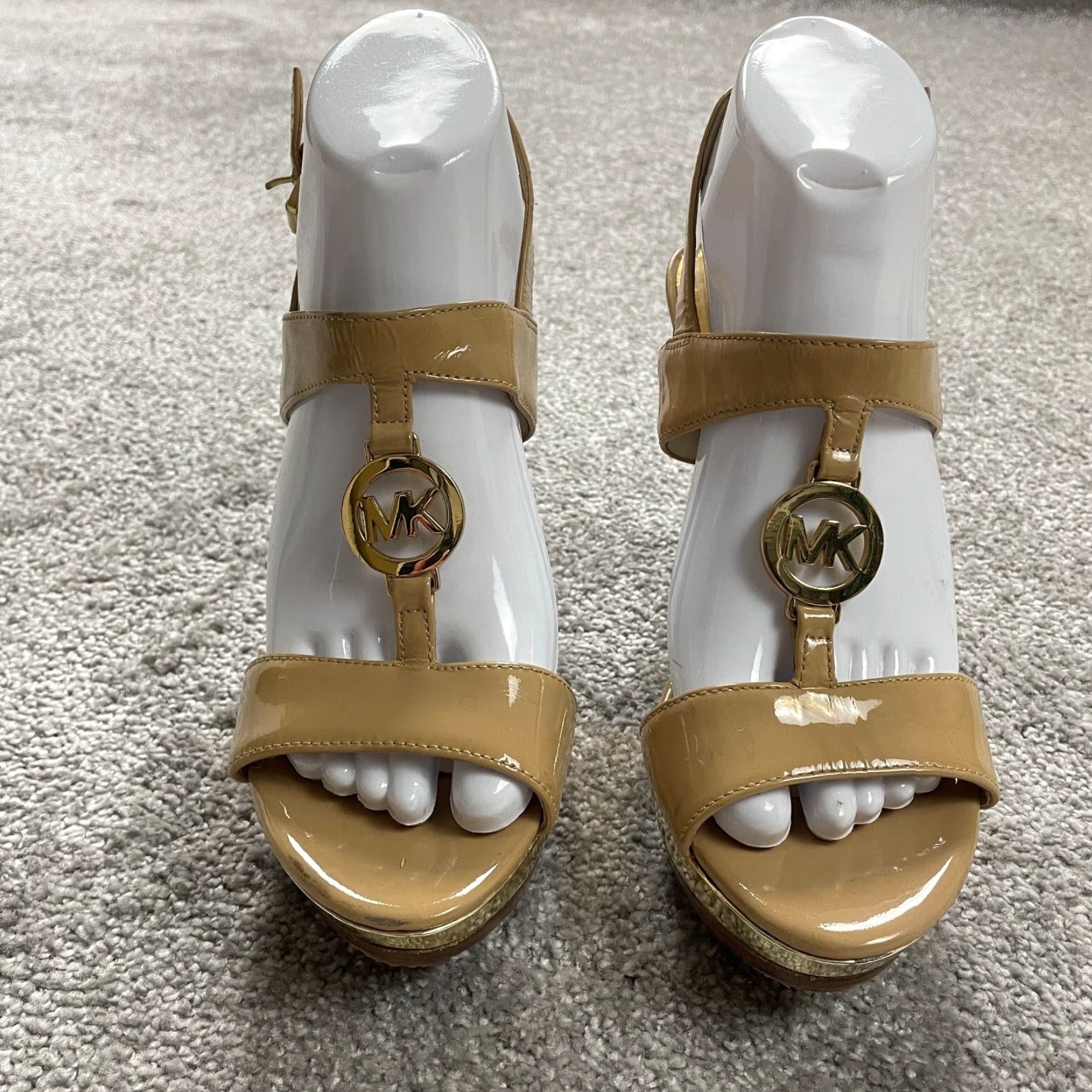 Michael Kors Michael Kors Sandal Womens 8.5 M Strappy Leather Embossed Logo Buckle Heel Cuban Size US 9 / IT 39 - 5 Thumbnail
