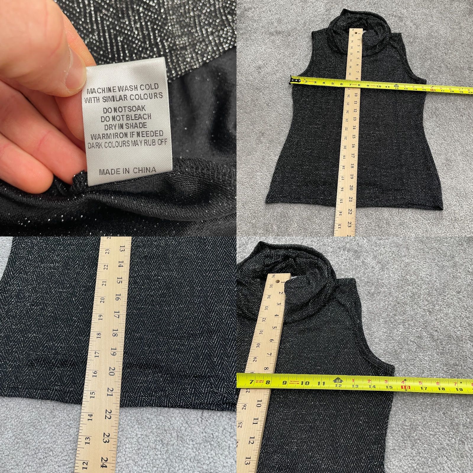 Vintage TEMT Black Cowl Neck Top Womens Medium Sleeveless Knit Nylon Spandex Shiny Casual Stretch Basic Logo Sleeve Strappy Size M / US 6-8 / IT 42-44 - 8 Thumbnail