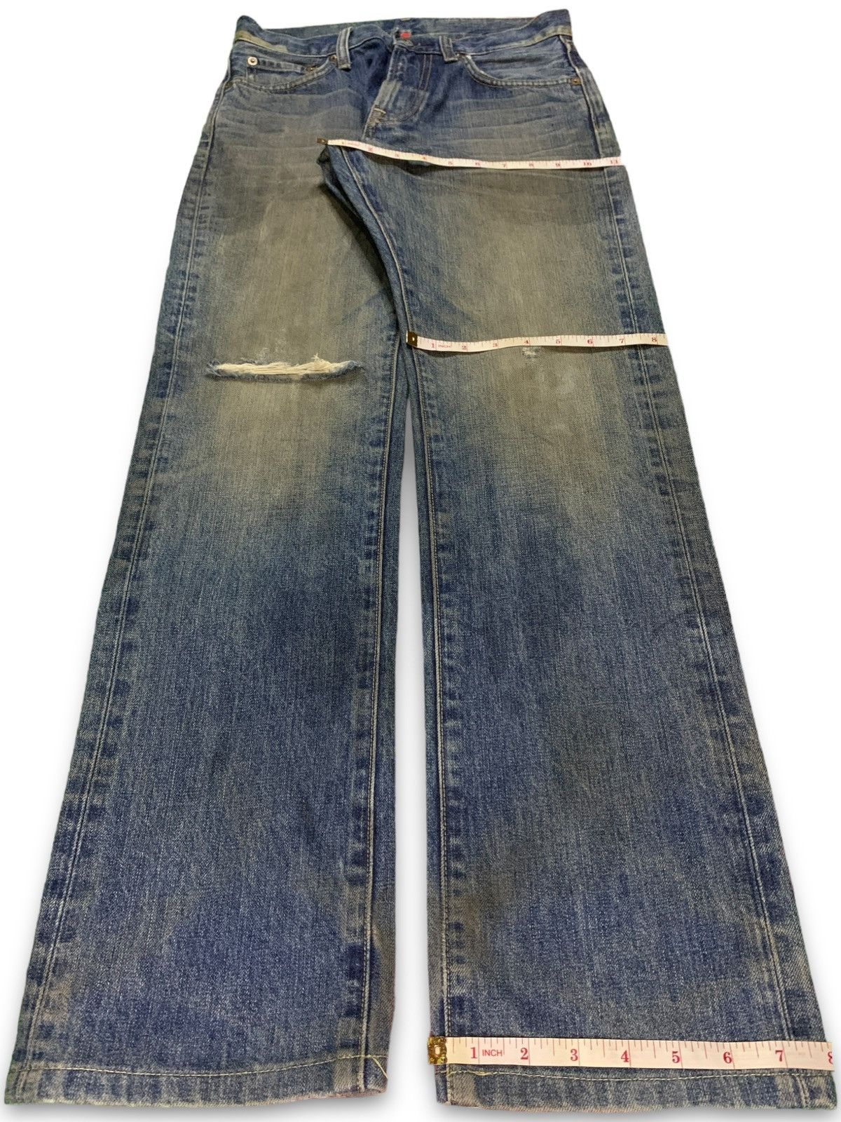 Japanese Brand × Uniqlo Vintage Japanese Uniqlo Mud Wash Distressed Loose Jeans Size US 29 - 14 Thumbnail