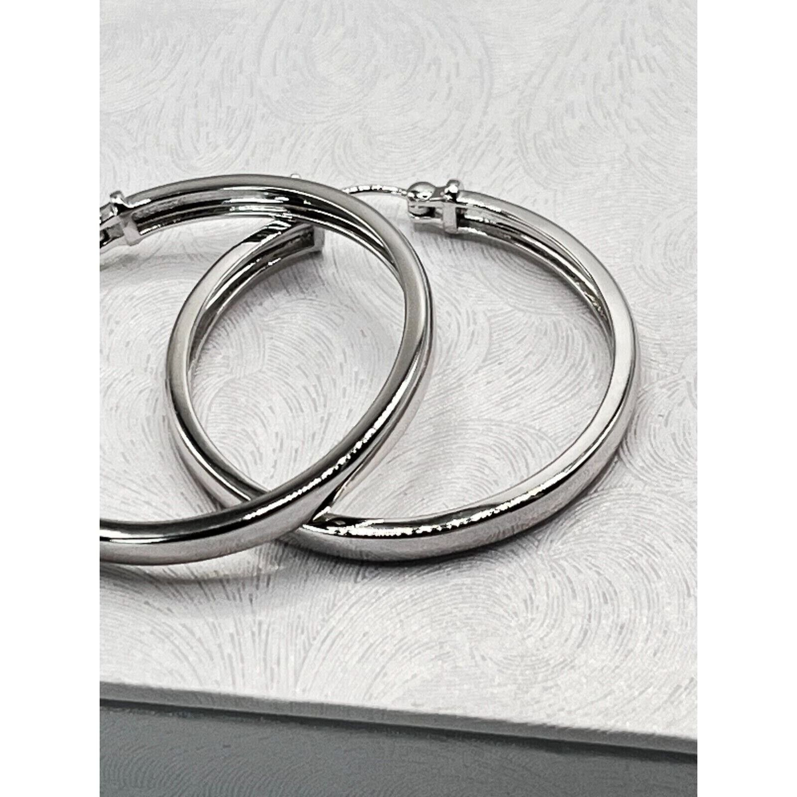 The Unbranded Brand 925 Sterling Silver 2.5mm Hoop Earrings 1 5/16" Across Size ONE SIZE - 2 Thumbnail