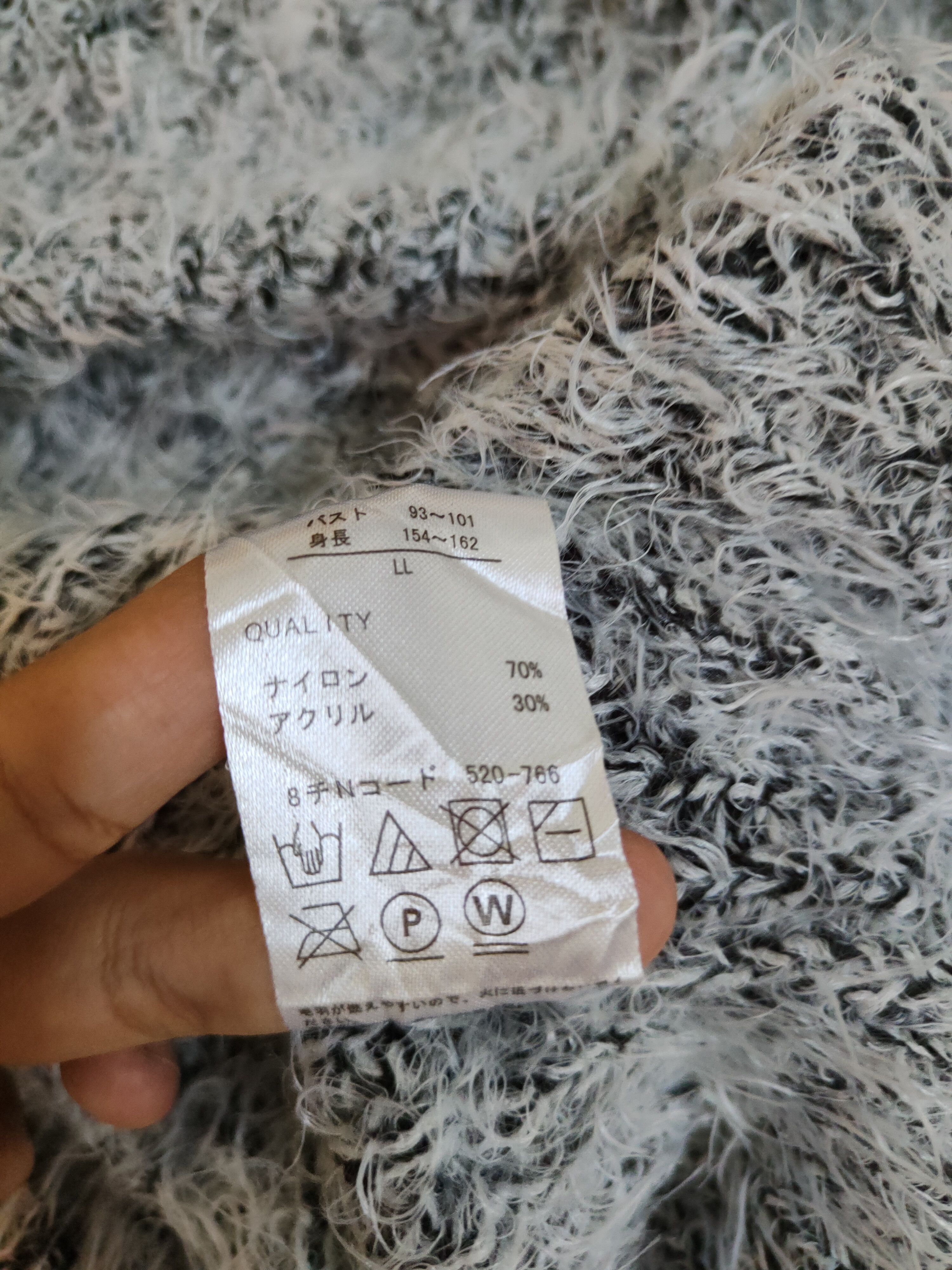 Homespun Knitwear Blue Strive White Shag Shaggy Fur Mohair Knitwear #S1985 Size L / US 10 / IT 46 - 11 Thumbnail