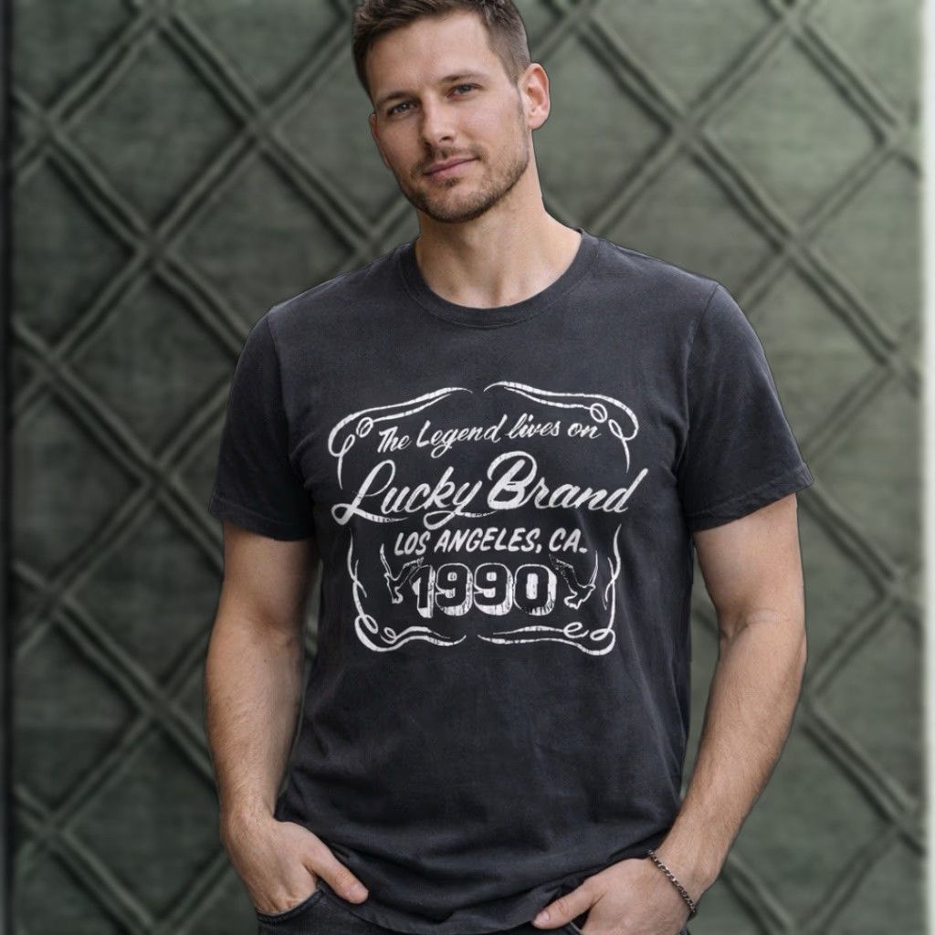 Lucky Brand Lucky Brand Shirt Men’s Medium Gray “Los Angeles 1990” Graphic Tee Short Sleeve Size US M / EU 48-50 / 2 - 1 Thumbnail