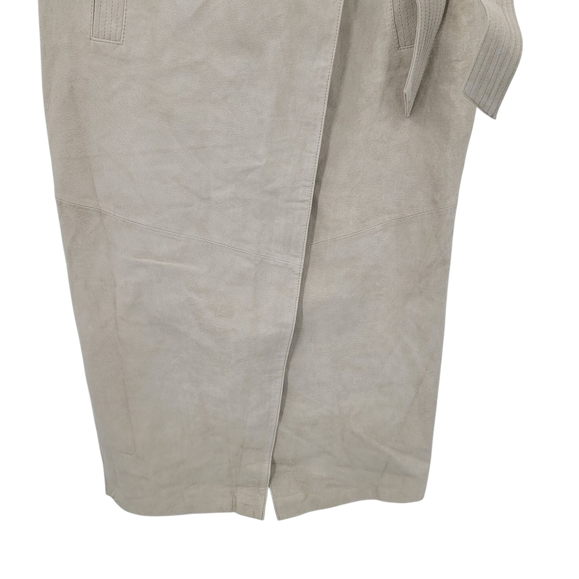 Asos ASOS Suede Leather Tie Wrap Midi Skirt US 10 UK 14 EU42 Ecru Size 32" / US 10 / IT 46 - 6 Thumbnail