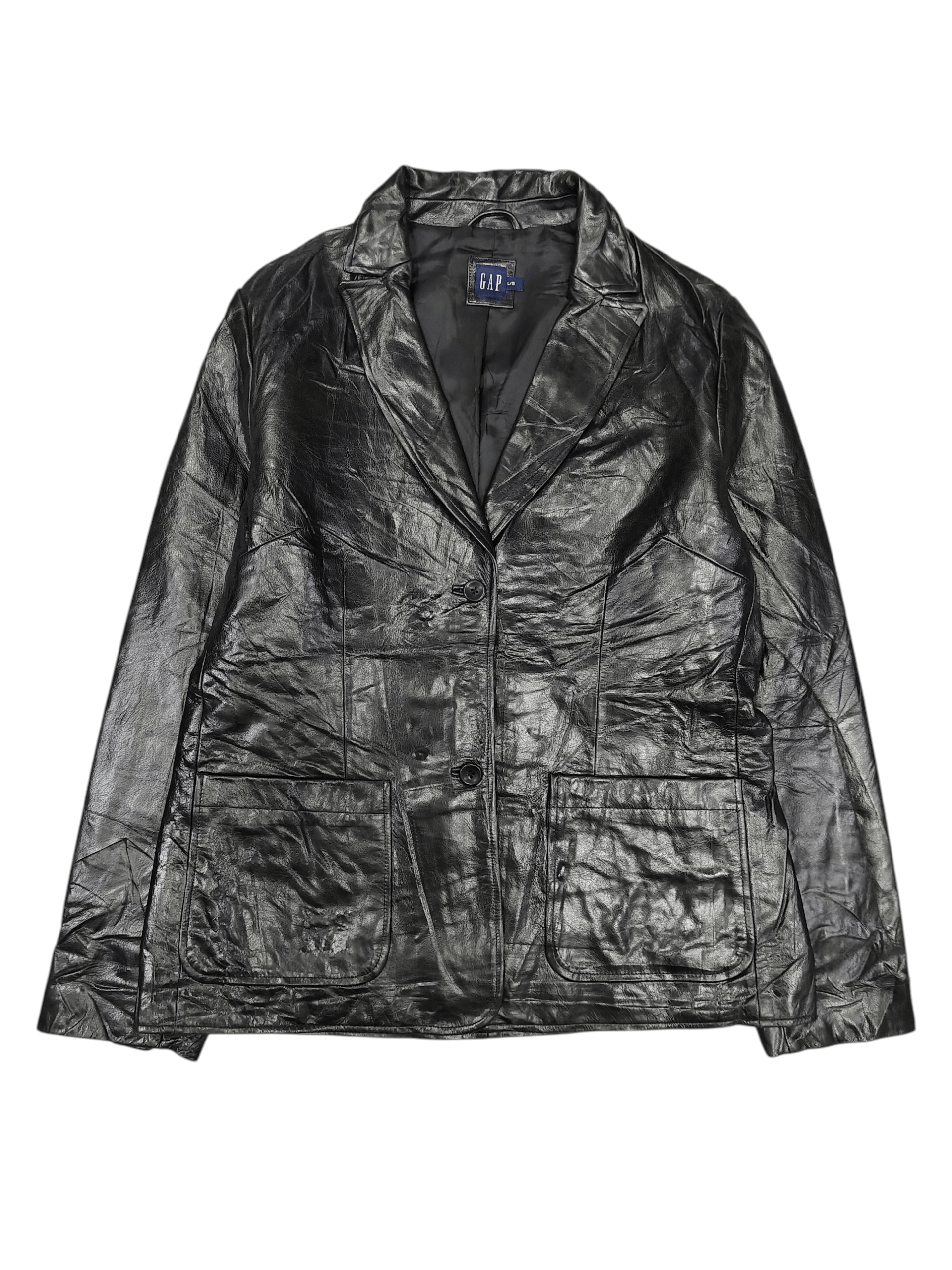 Gap 00s GAP- Minimal Tailored Glossy Leather Blazer Jacket Size US L / EU 52-54 / 3 - 1 Thumbnail