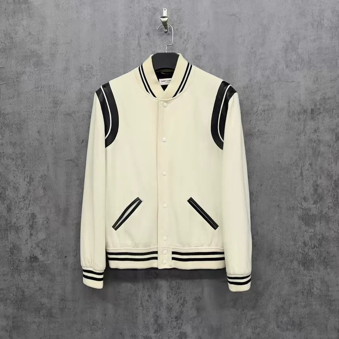 Saint Laurent Paris Saint Laurent New Mixed Leather Baseball Jacket Size US XXL / EU 58 / 5 - 1 Thumbnail