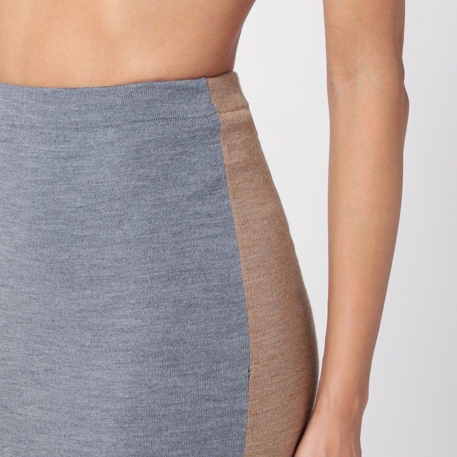 Moschino o1d2blof0924 Wool Long Skirt in Beige & Grey Size 28" / US 6 / IT 42 - 5 Thumbnail