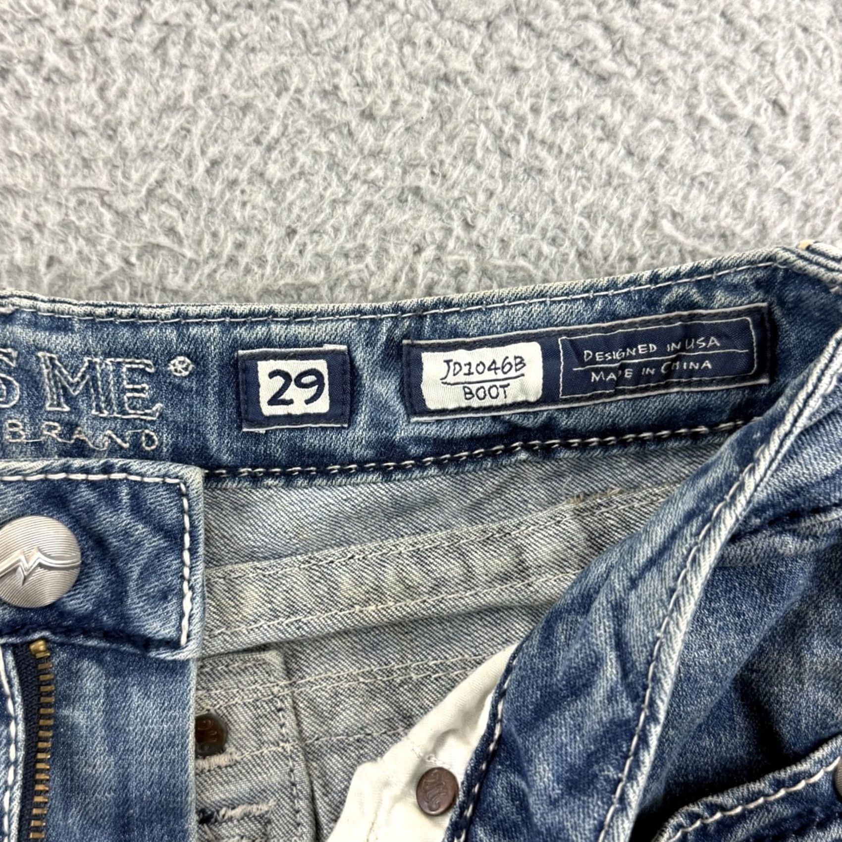 Miss Me VINTAGE Miss Me Jeans Bootcut Womens 29 Blue Mid Rise Embellished Distressed Cowgirl MENS? Size 29" - 5 Thumbnail
