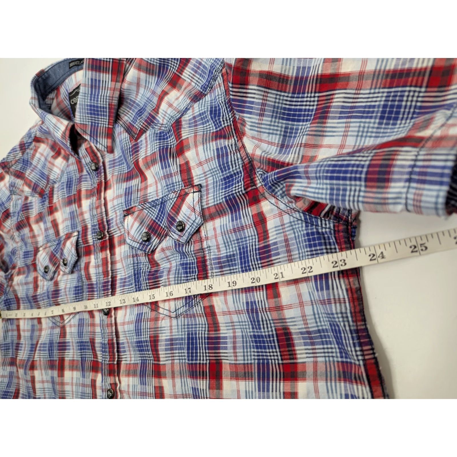Cody James Cody James Pearl Snap Shirt Sawtooth Pocket Mens XL Blue Red Plaid Western Rodeo Shirt Size US XL / EU 56 / 4 - 5 Thumbnail