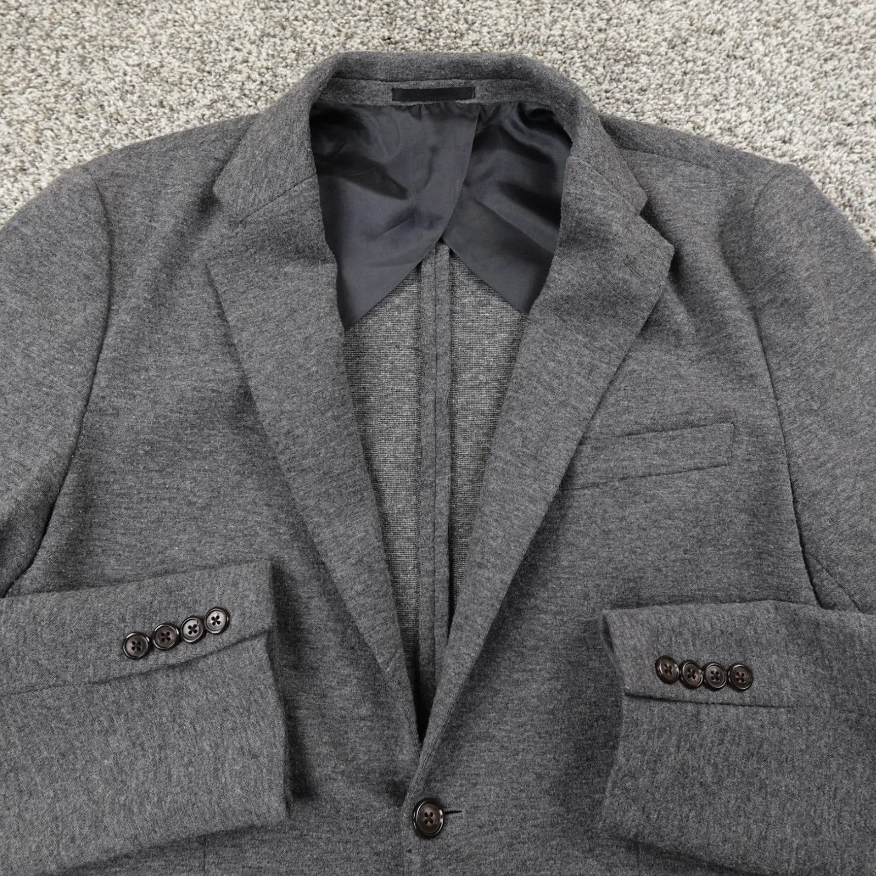 J.Crew J. Crew Blazer Mens M Gray Knit Wool Blend 2 Button Unstructured Suit Coat Jacket Classic Notch Lapel Single-Breasted Two-Button Casual Business Size 40R - 3 Thumbnail