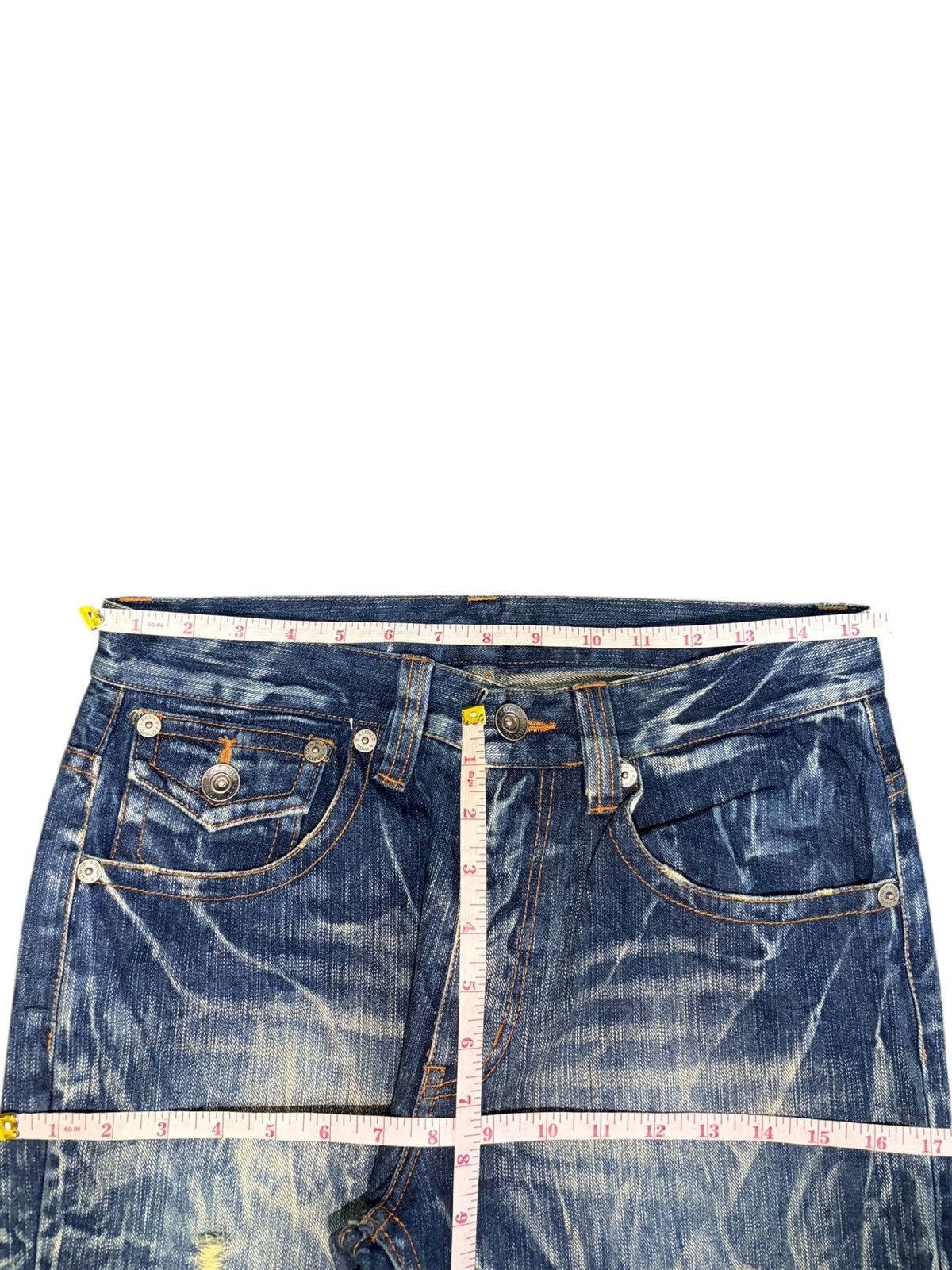 If Six Was Nine Vintage Japanese Brand Rusty Wash Distress Flare Jeans Size US 31 - 6 Thumbnail