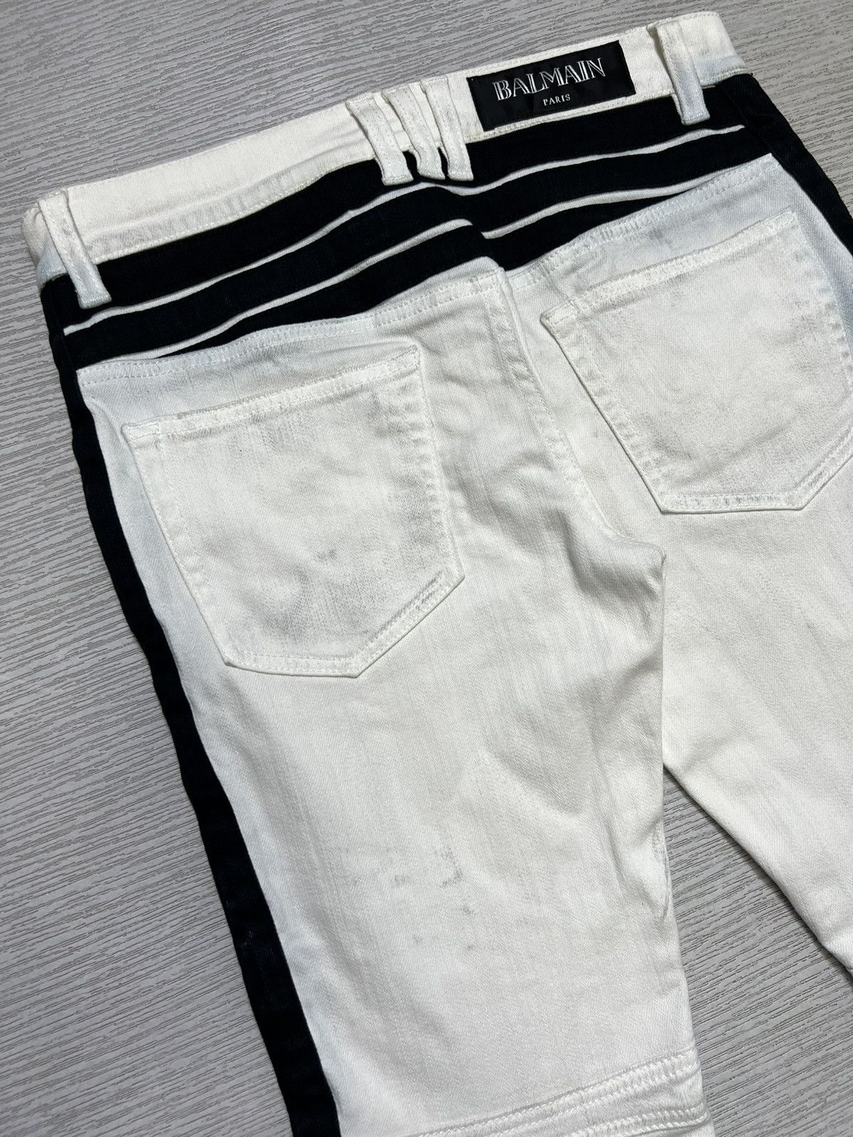 Balmain Balmain - S/S 15’ - White/Black Biker Jeans Size US 29 - 10 Thumbnail