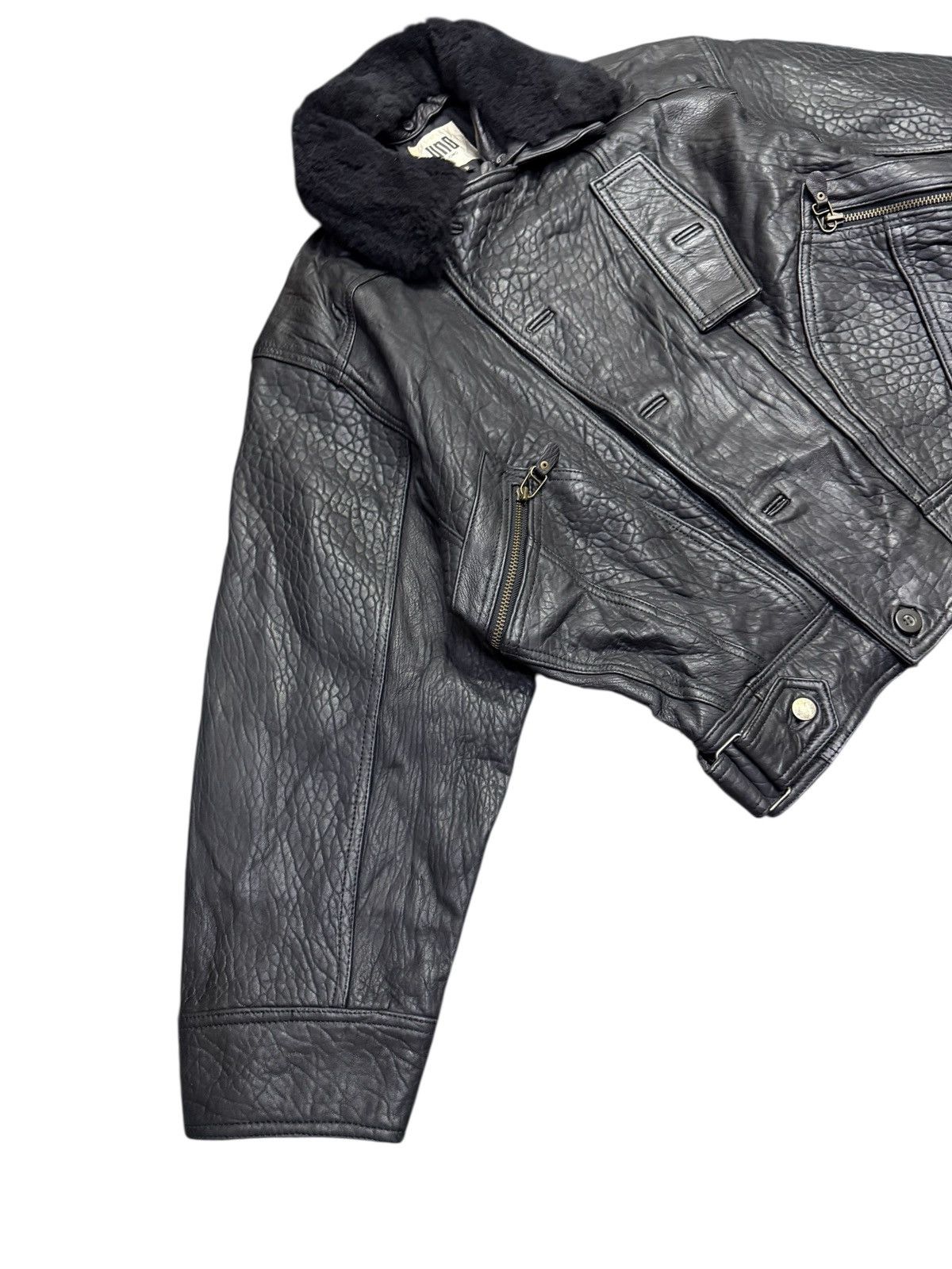 Gemma.H Uomo Vintage 80s Pure Sheepskin Leather Uno Uomo Biker Jacket Size US L / EU 52-54 / 3 - 3 Thumbnail