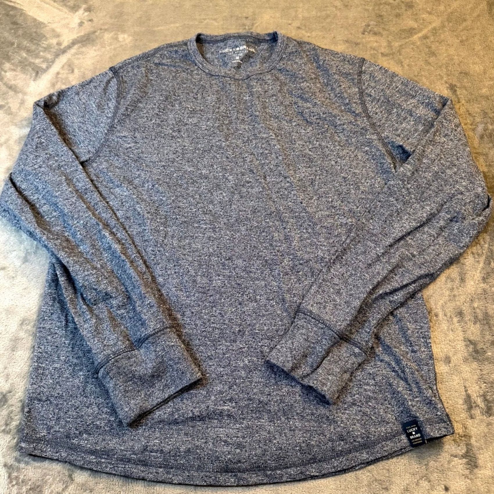 Lucky Brand Lucky Brand Long Sleeve Crewneck T Shirt Mens Medium Blue Heathered Cotton Blend Size US M / EU 48-50 / 2 - 3 Thumbnail