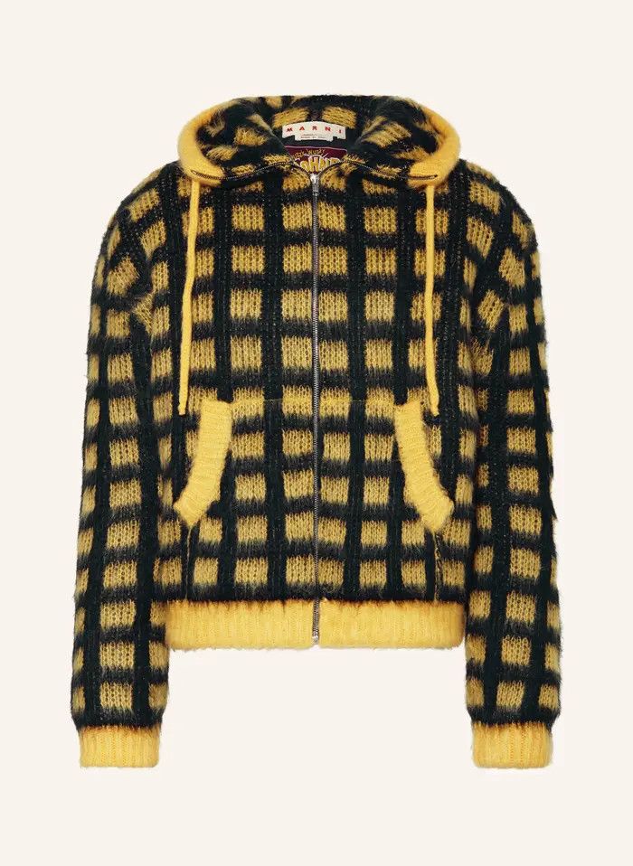 o1w1db10125 Mohair Cardigan in Black/Yellow